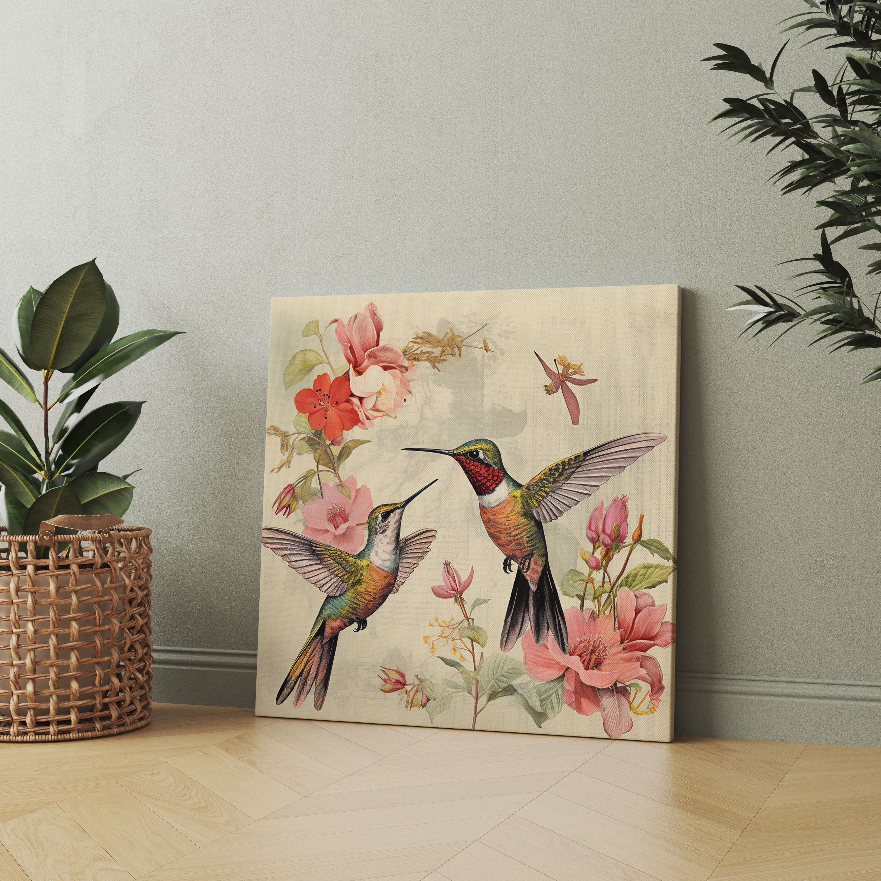 Vintage Hummingbird Collage Wall Art - Hummingbird, Wall Art, Canvas Wall Art, Nostalgia