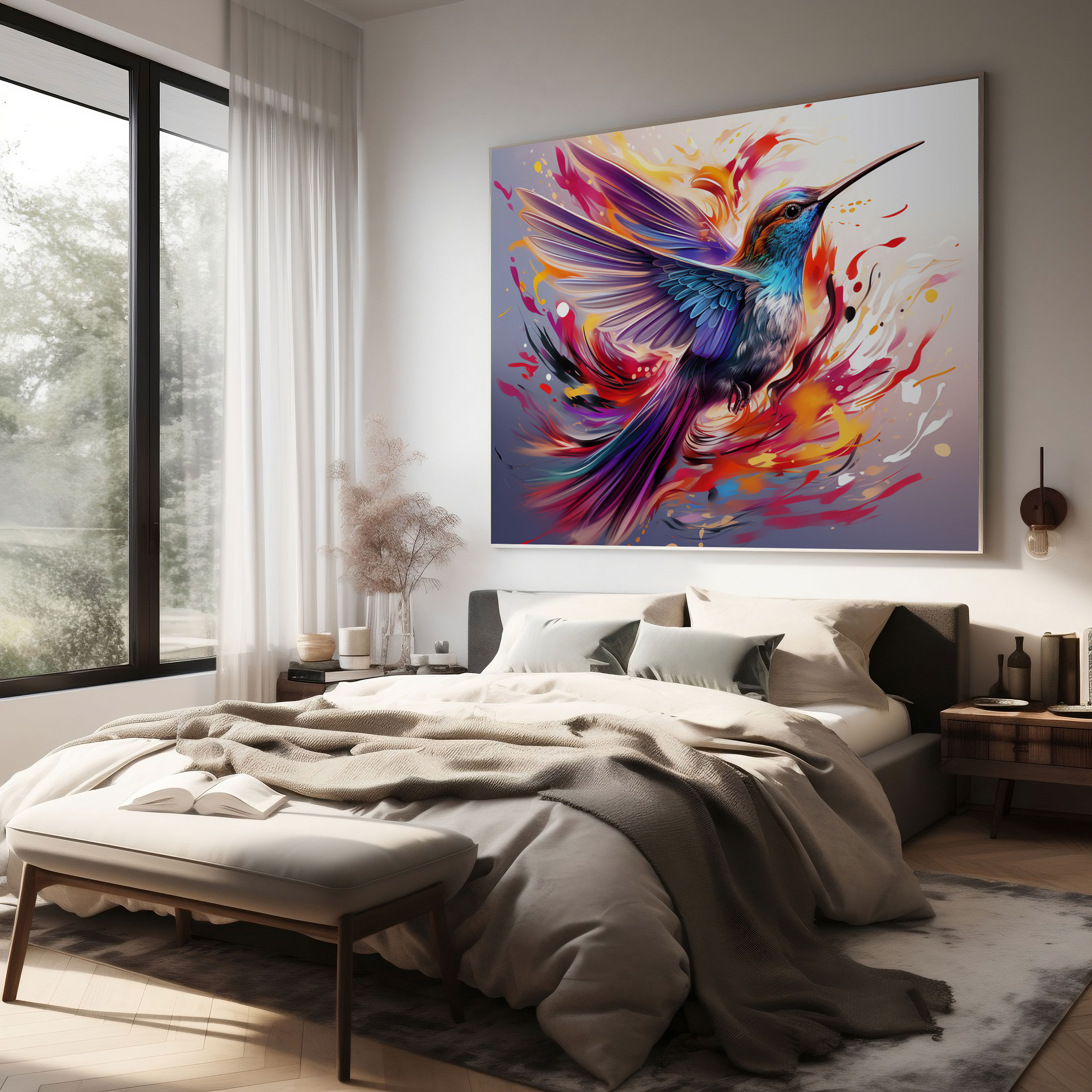 Dynamic Hummingbird Canvas Print - Hummingbird, Canvas Wall Art, Hummingbird, Canvas Print