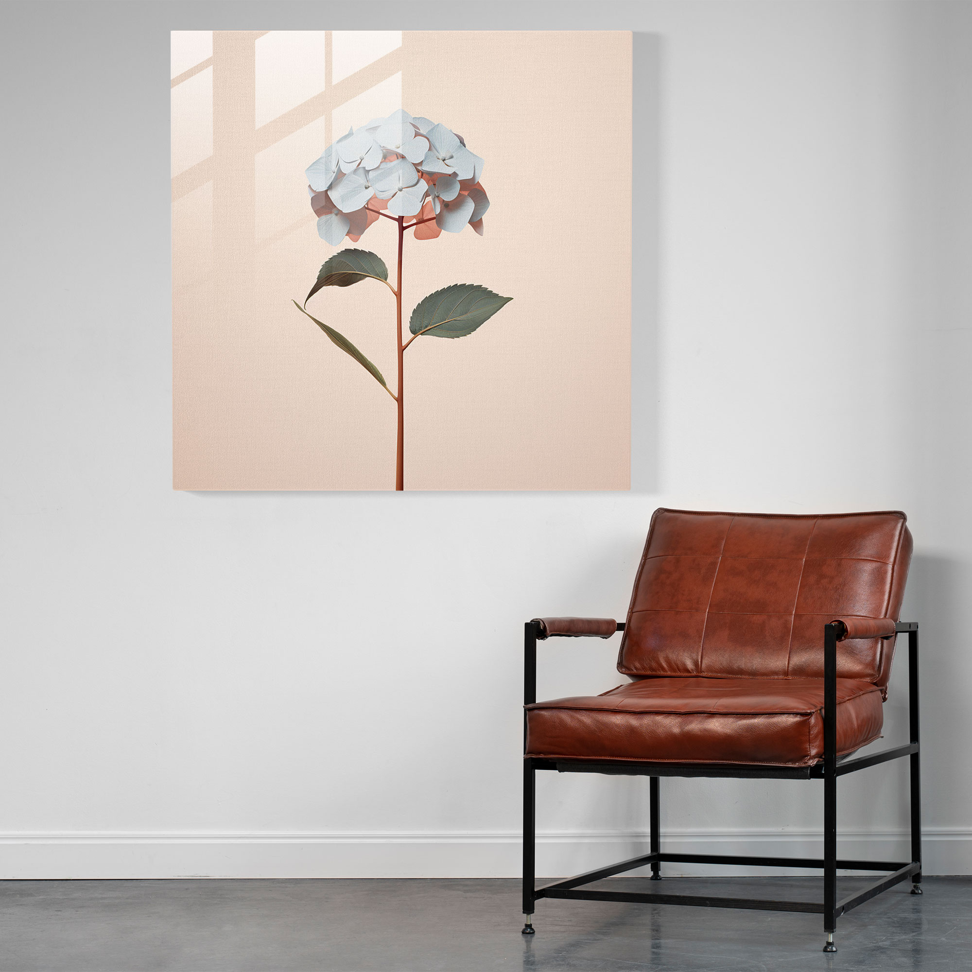 Hydrangea Minimalist Glass Print - Hydrangea, Wall Decoration, Glass Art, Minimalist