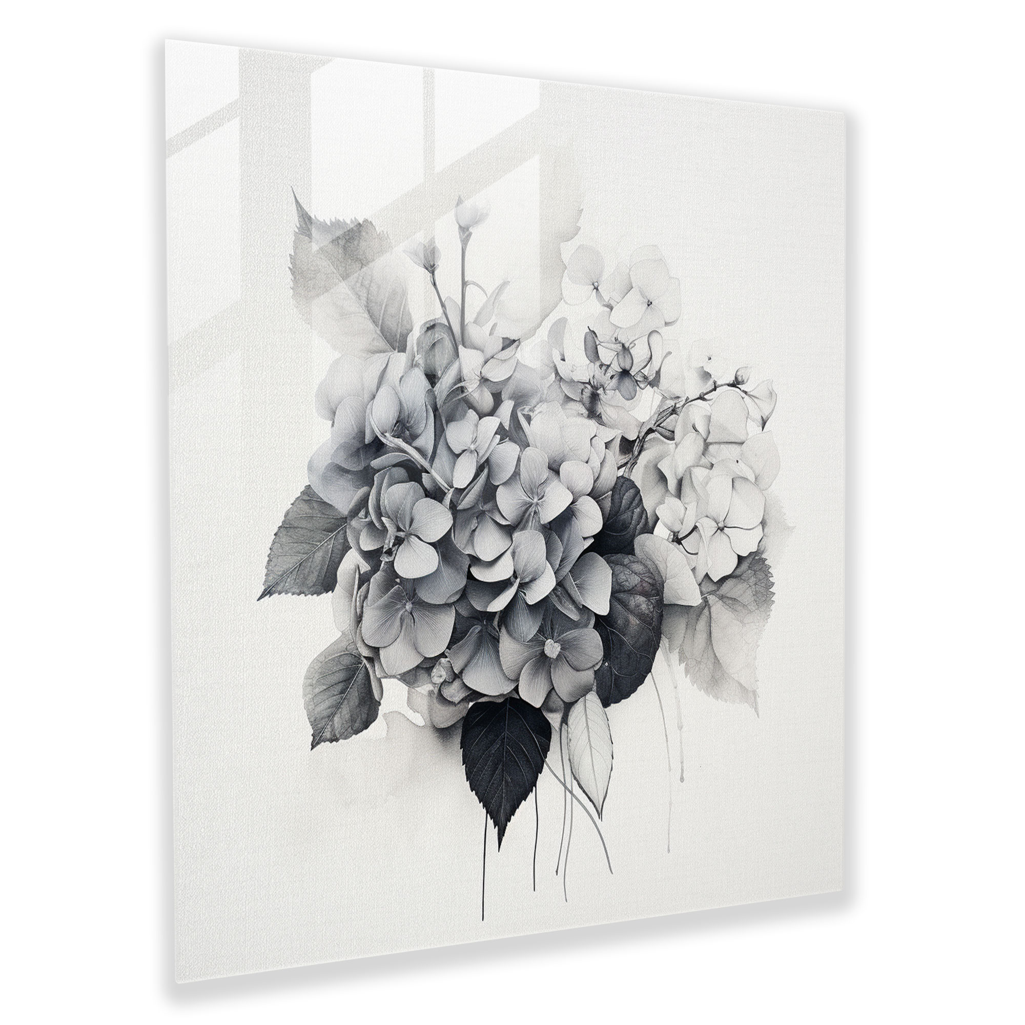 Hydrangea Mixed Media Glass Print - Hydrangea, Photography, Glass Wall Art, Glass Art
