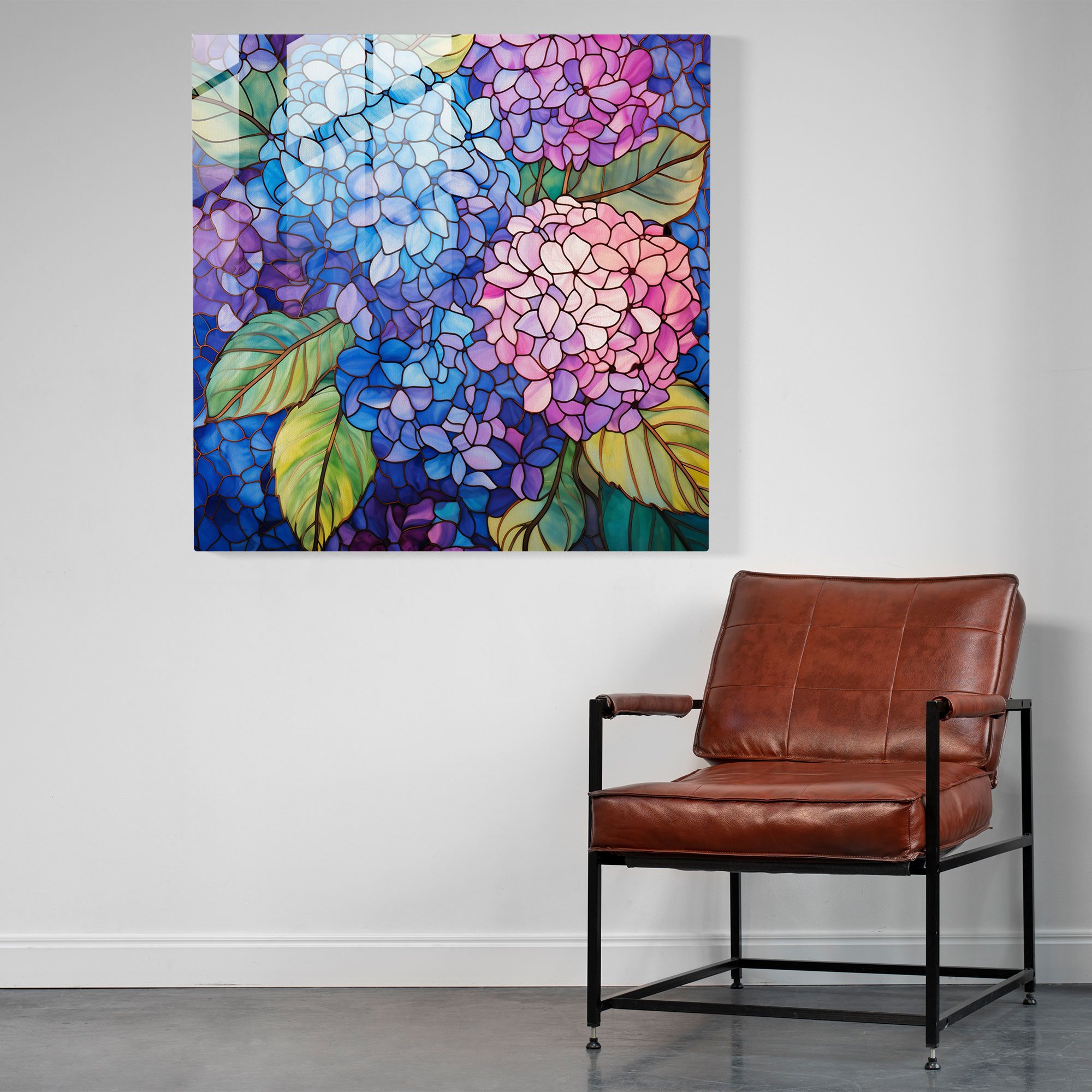 Stained Glass Hydrangea Wall Art - Hydrangea, Hydrangea, Modern Art, Glass Art