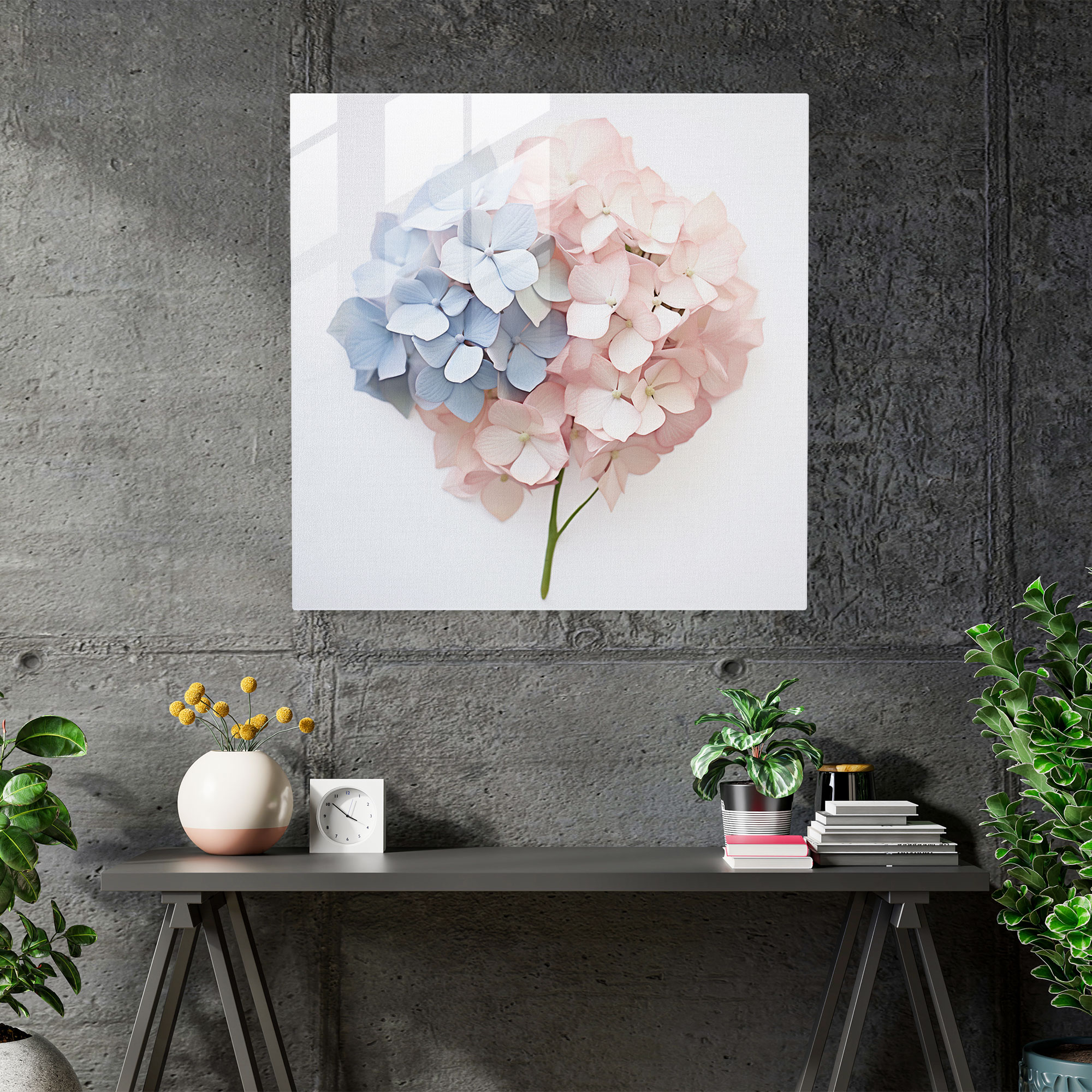 Contemporary Hydrangea Glass Print - Hydrangea, Modern Art, Contemporary Photography, Glass Wall Art