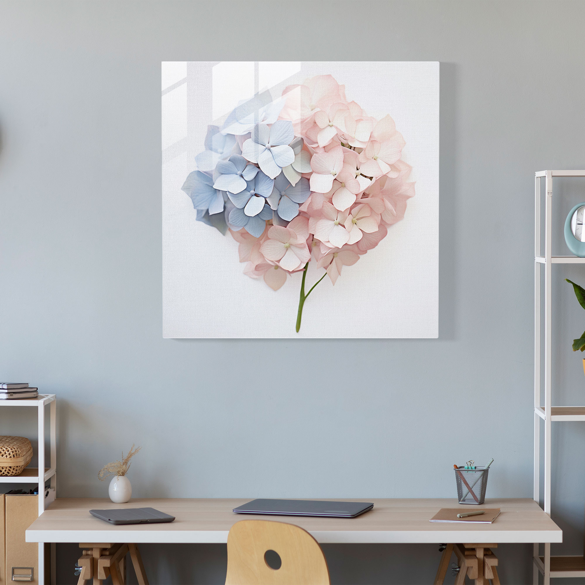 Contemporary Hydrangea Glass Print - Hydrangea, Modern Art, Contemporary Photography, Glass Wall Art