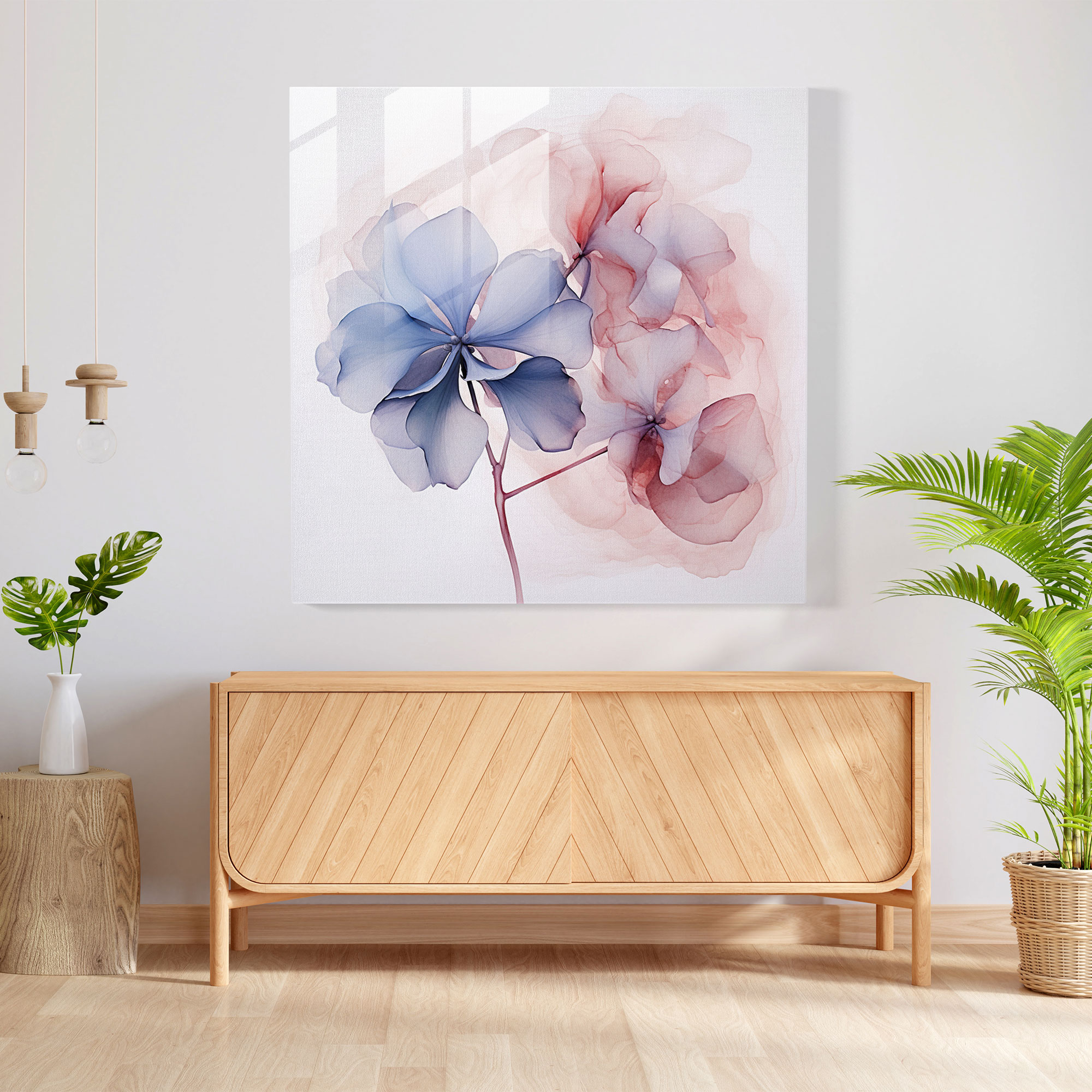 Hydrangea Glass Wall Art - Abstract Elegance - Hydrangea, Glass Art, Modern Art, Hydrangea