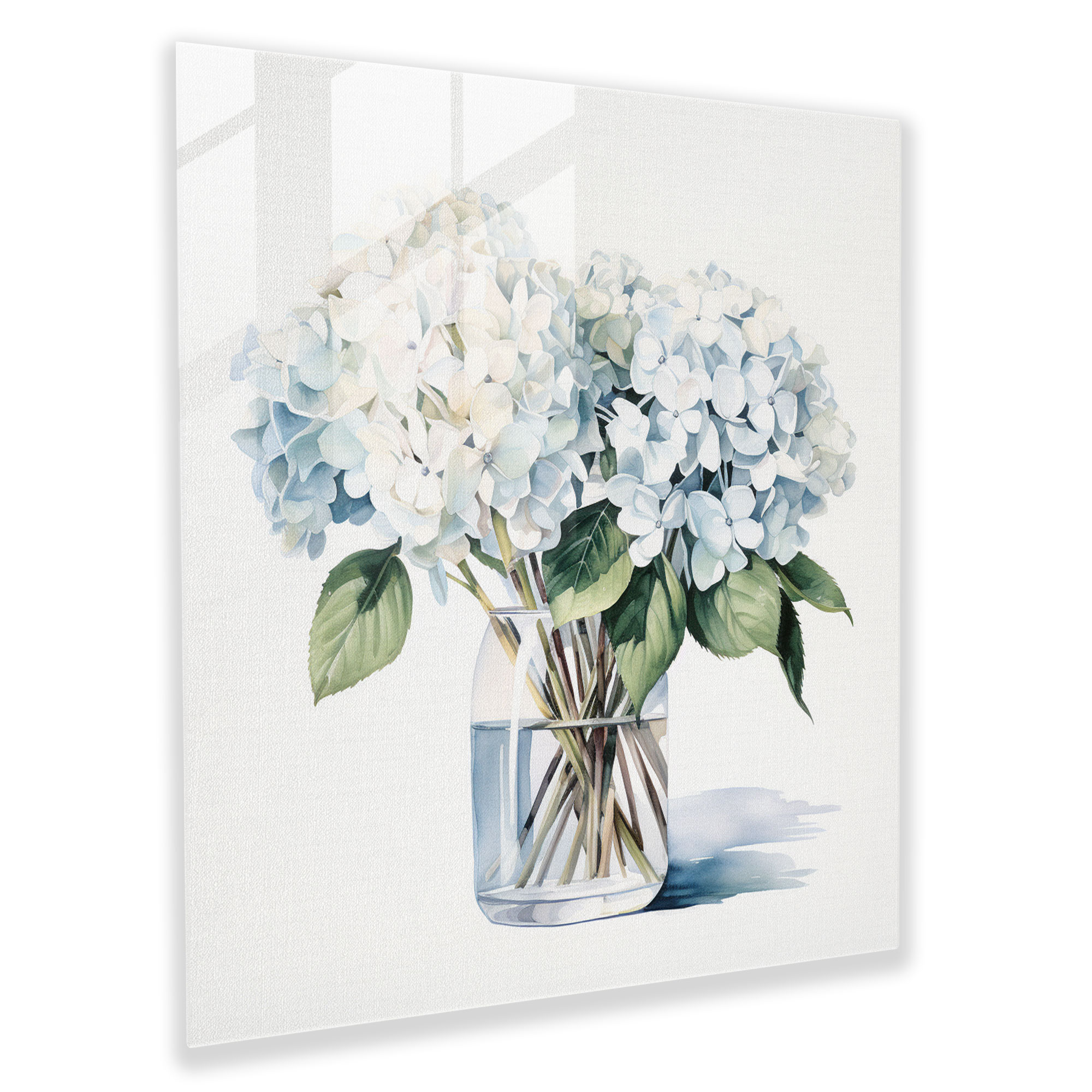 Hydrangea Glass Wall Art - Minimalistic Harmony - Hydrangea, Home Decoration, Glass Wall Art, Harmony
