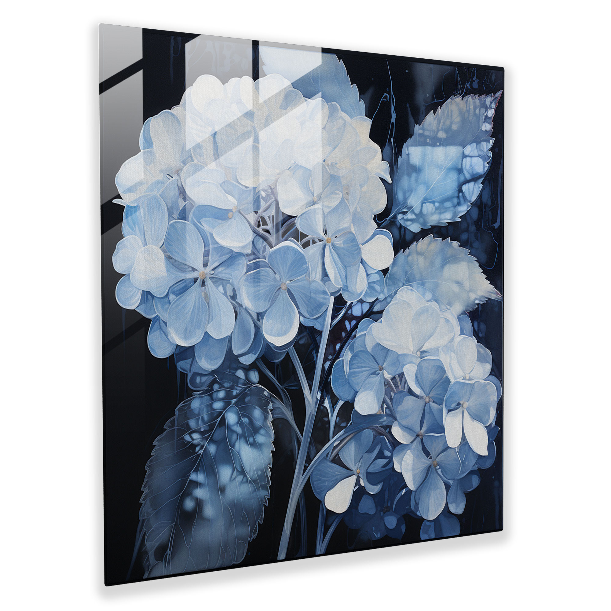 Hydrangea Glass Wall Art - Contemporary Blossom - Hydrangea, Blossom, Glass Wall Art, Glass Print
