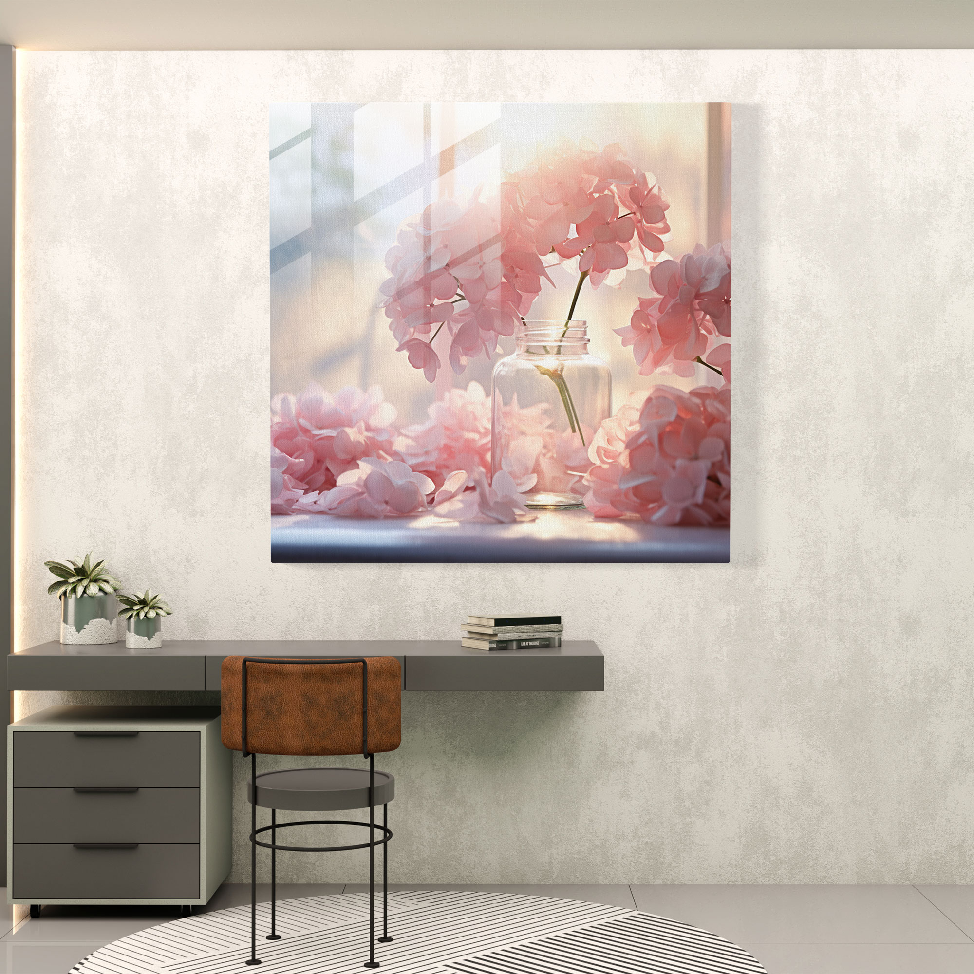 Hydrangea Glass Wall Art - Dreamy Petals - Hydrangea, Wall Decoration, Dreamy, Hydrangea