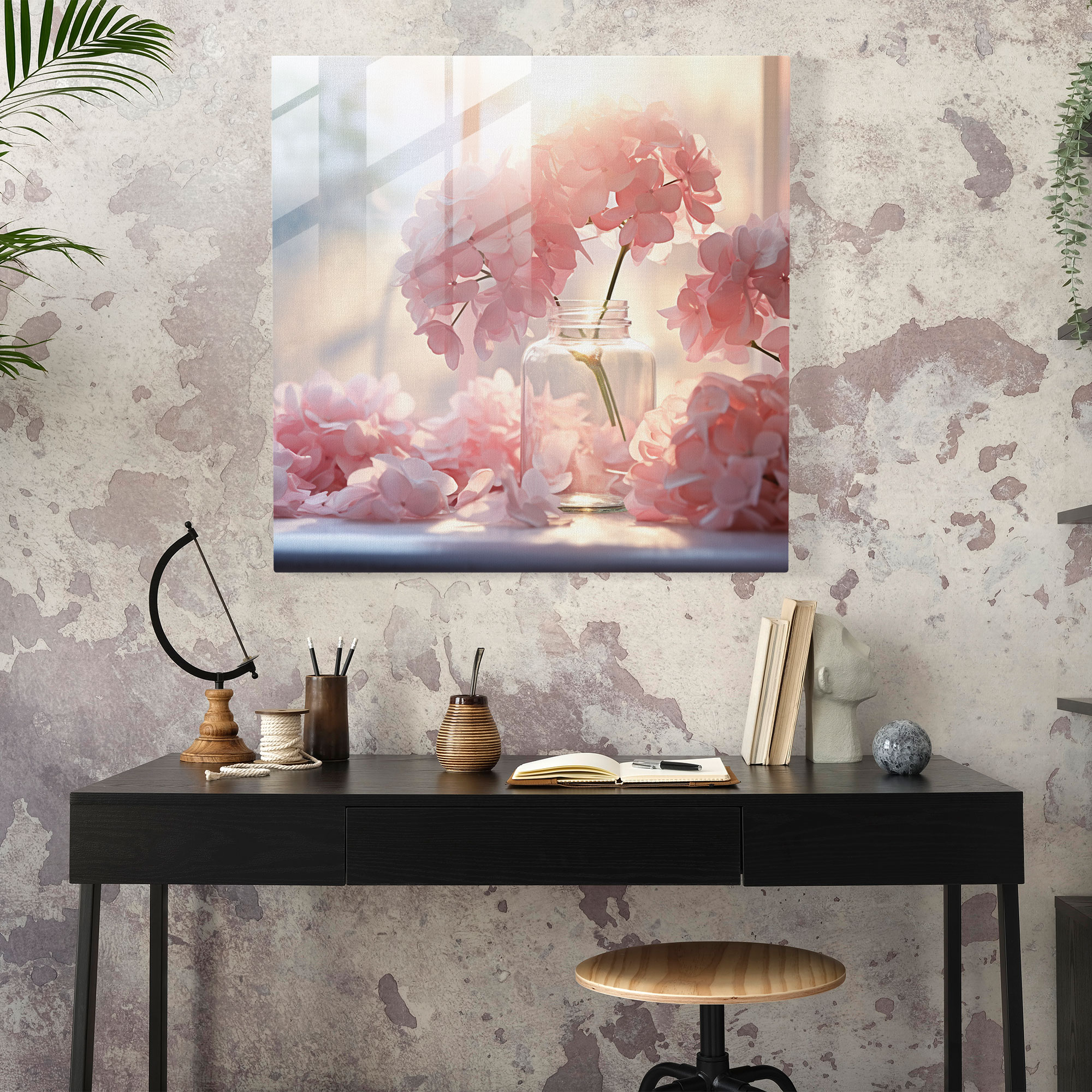 Hydrangea Glass Wall Art - Dreamy Petals - Hydrangea, Wall Decoration, Dreamy, Hydrangea