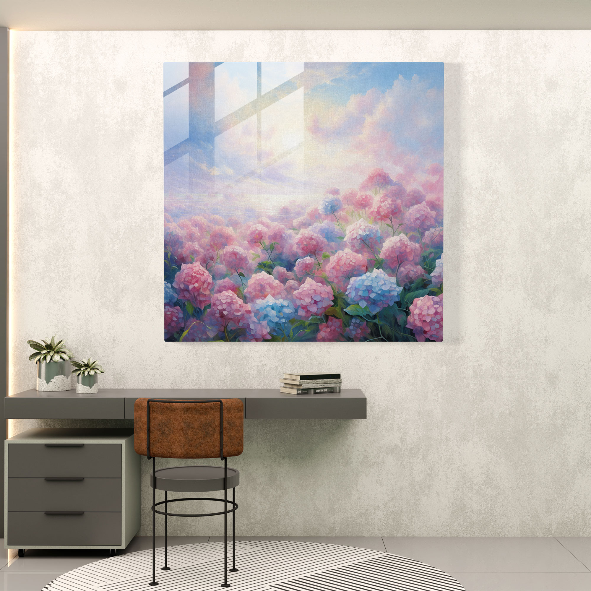 Dreamy Hydrangea Glass Print - Hydrangea, Hydrangea, Glass Wall Art, Glass Art