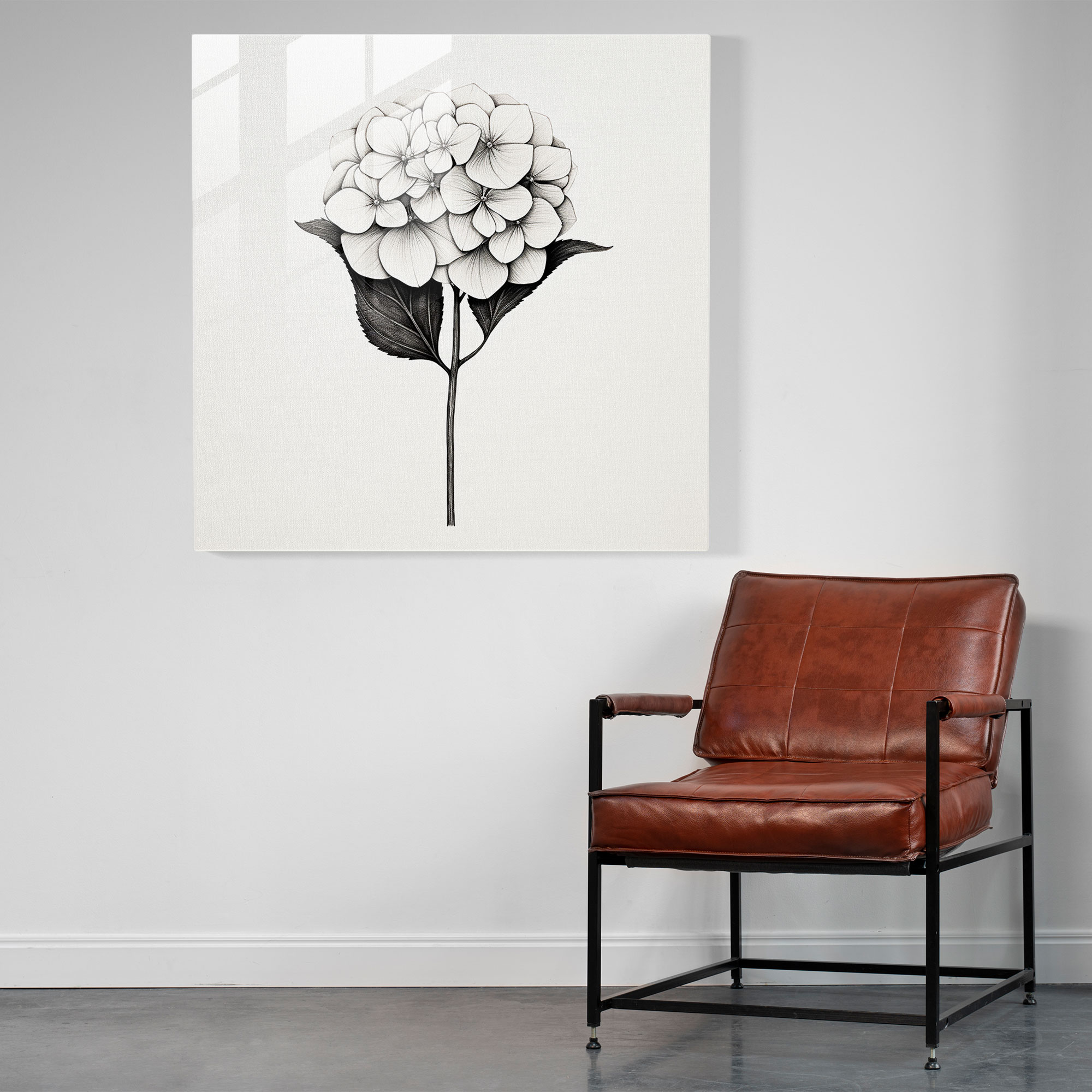 Contemporary Hydrangea Glass Print - Hydrangea, Modern Art, Wall Decoration, Glass Print