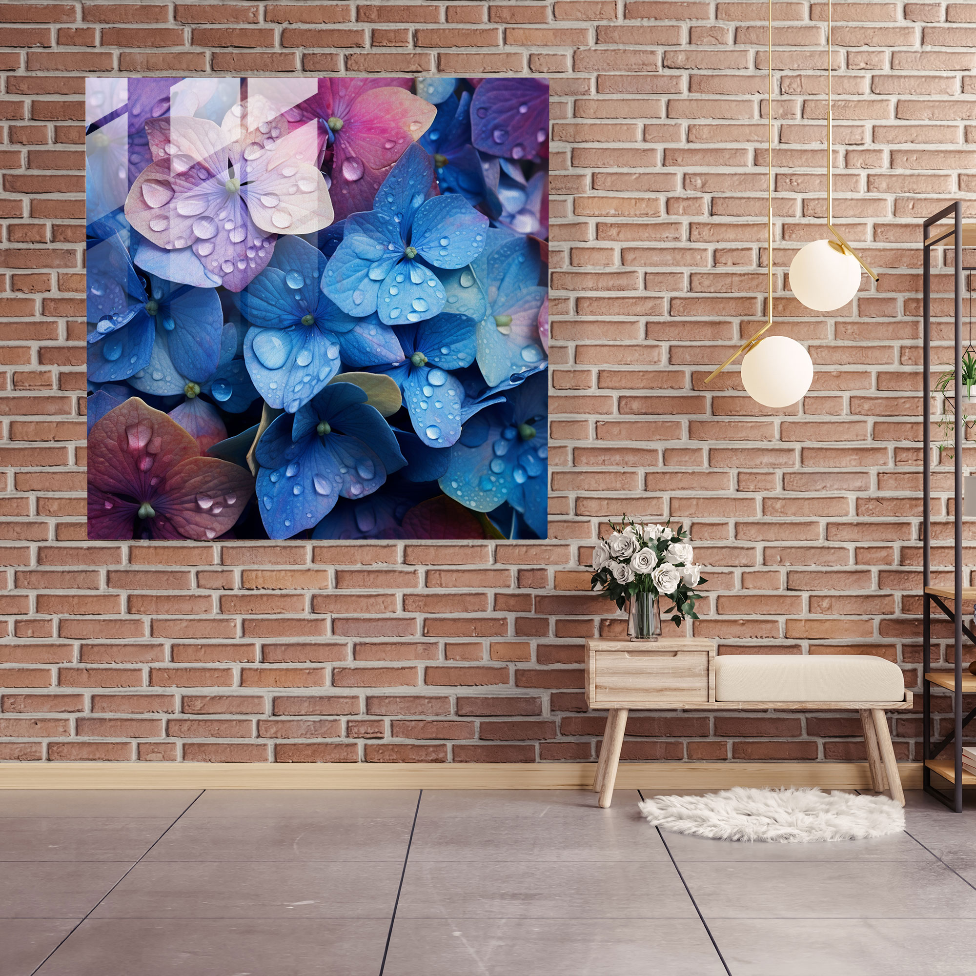 Vibrant Hydrangea Glass Print - Hydrangea, Home Decoration, Glass Print, Vibrant