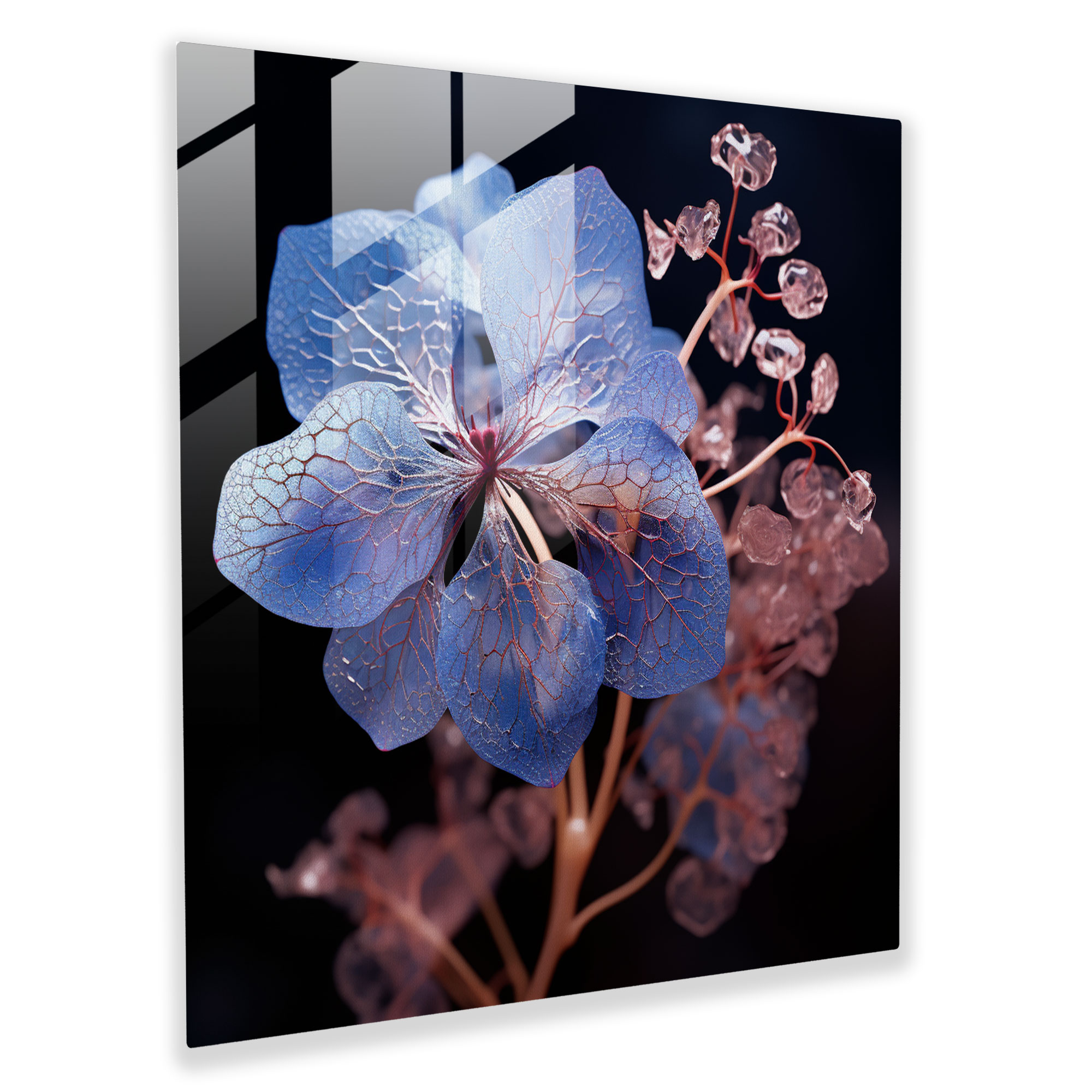 Hydrangea Blossom Glass Print - Hydrangea, Home Decoration, Glass Wall Art, Wall Decoration