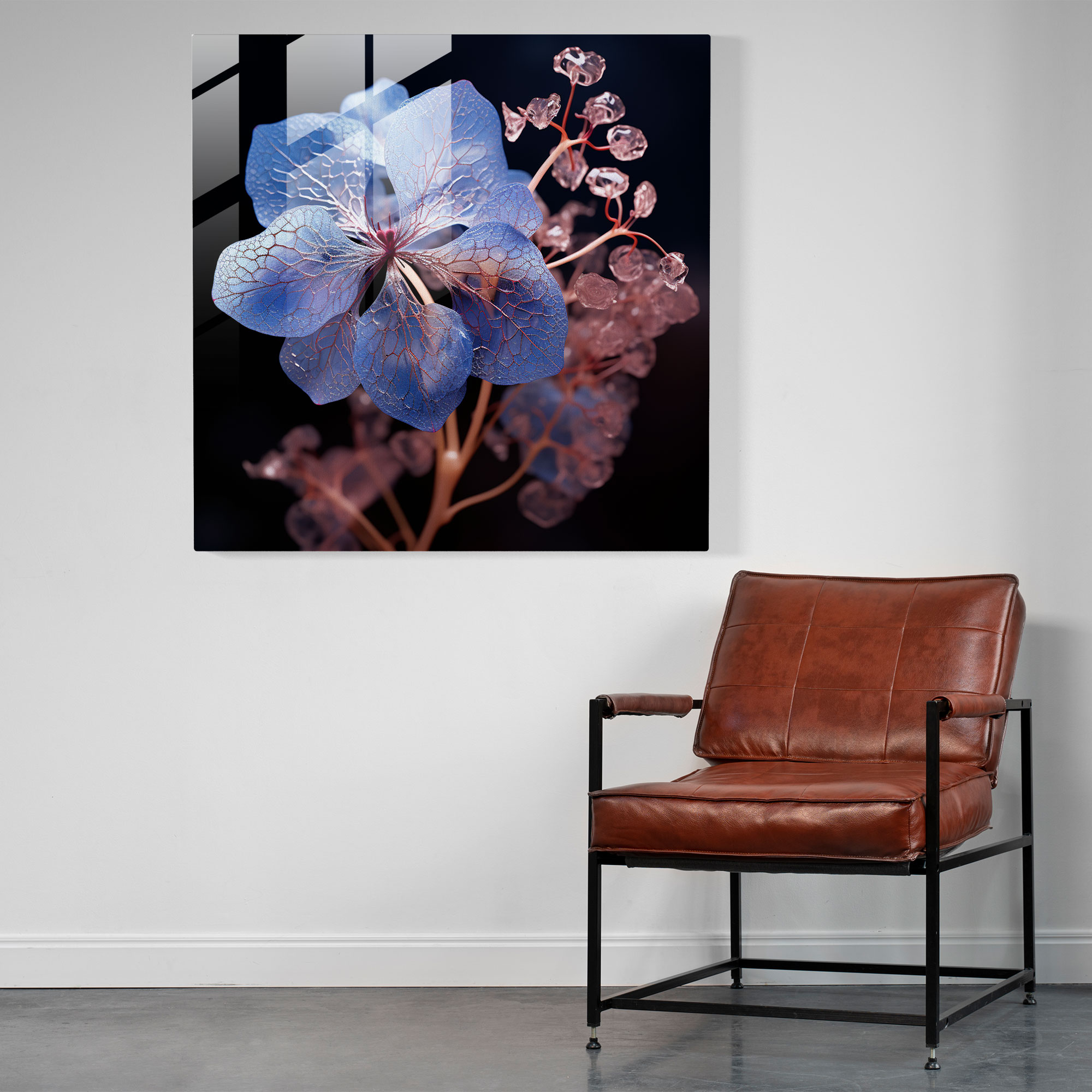 Hydrangea Blossom Glass Print - Hydrangea, Home Decoration, Glass Wall Art, Wall Decoration
