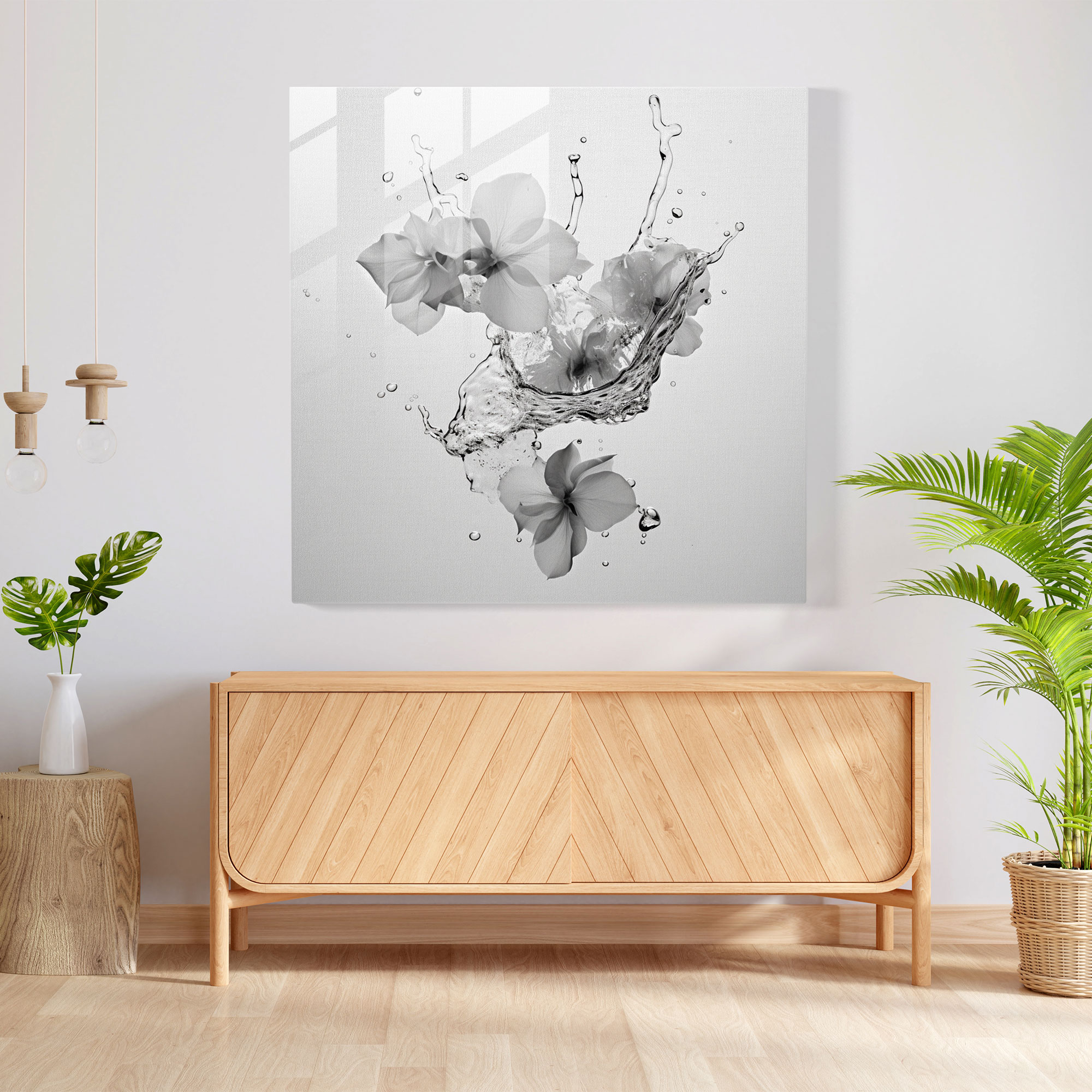Monochrome Hydrangea Photography - Hydrangea, Glass Art, Hydrangea, Wall Decoration