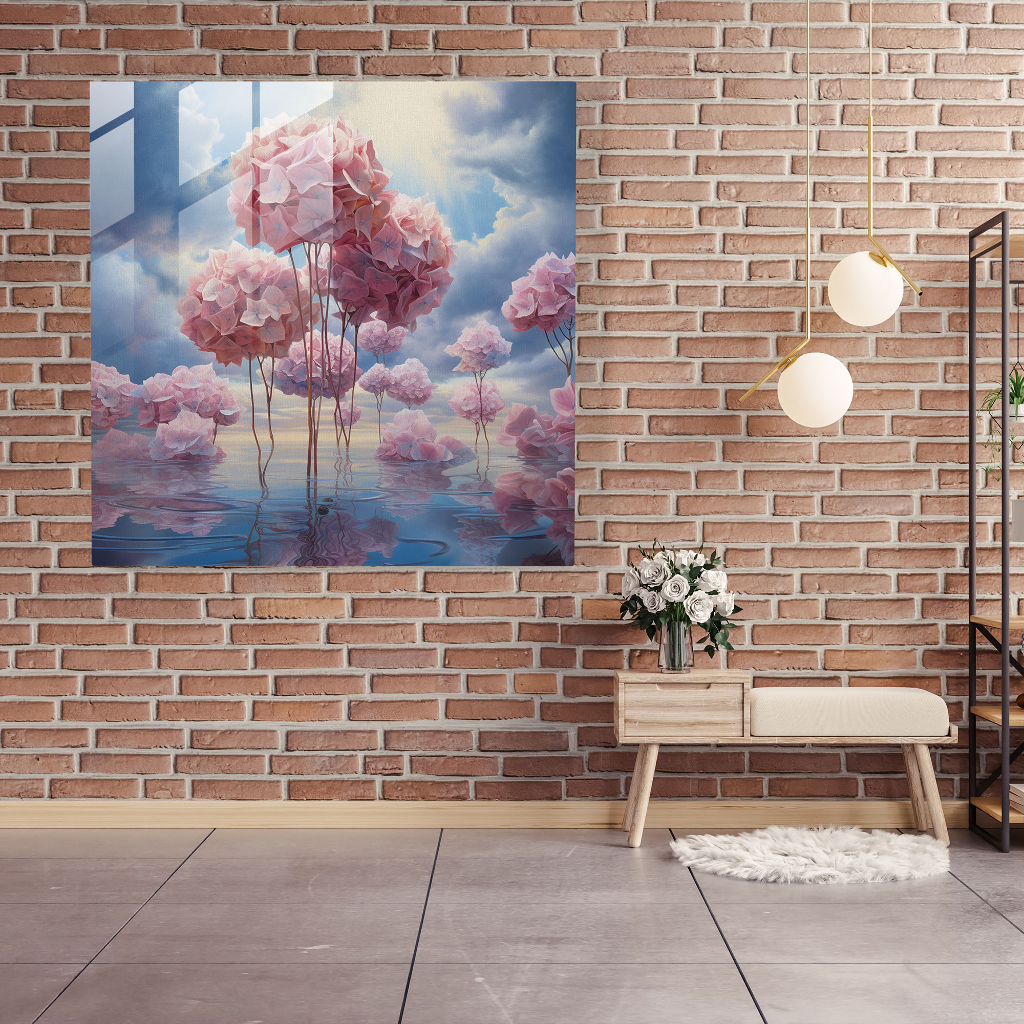 Dreamscape Hydrangea Glass Print - Hydrangea, Glass Art, Wall Decoration, Hydrangea