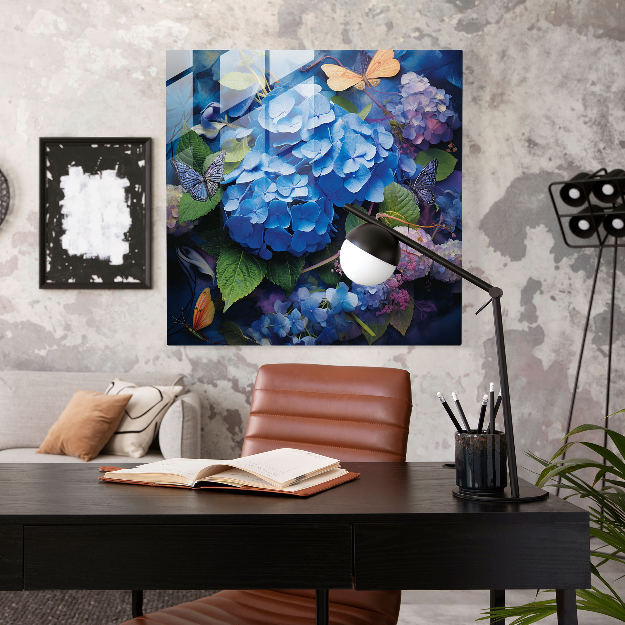Versatile Hydrangea Glass Print - Hydrangea, Hydrangea, Glass Print, Contemporary Collage