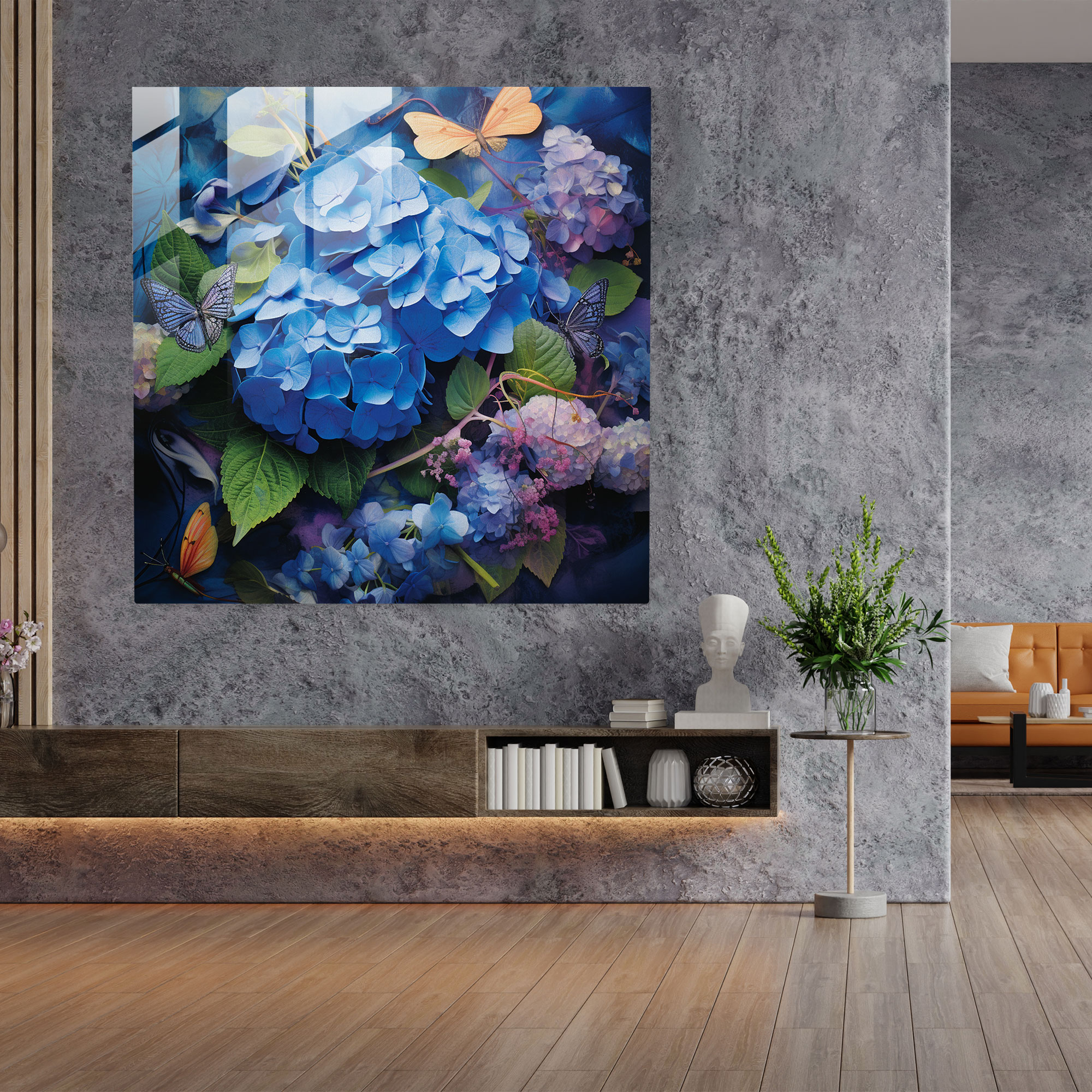 Versatile Hydrangea Glass Print - Hydrangea, Hydrangea, Glass Print, Contemporary Collage