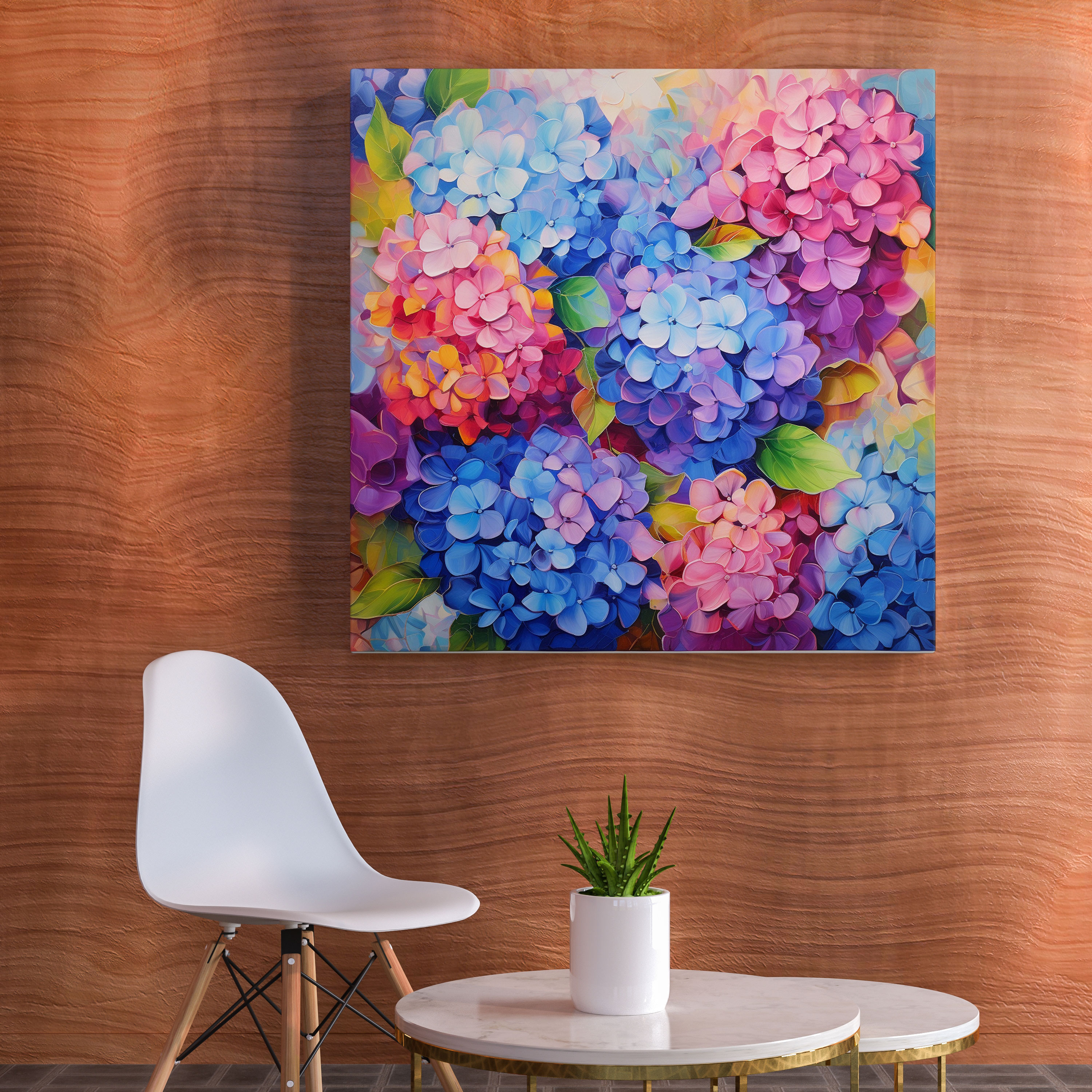 Colorful Hydrangea Field Canvas Print - Hydrangea, Cheerful, Wall Art, Home Decoration