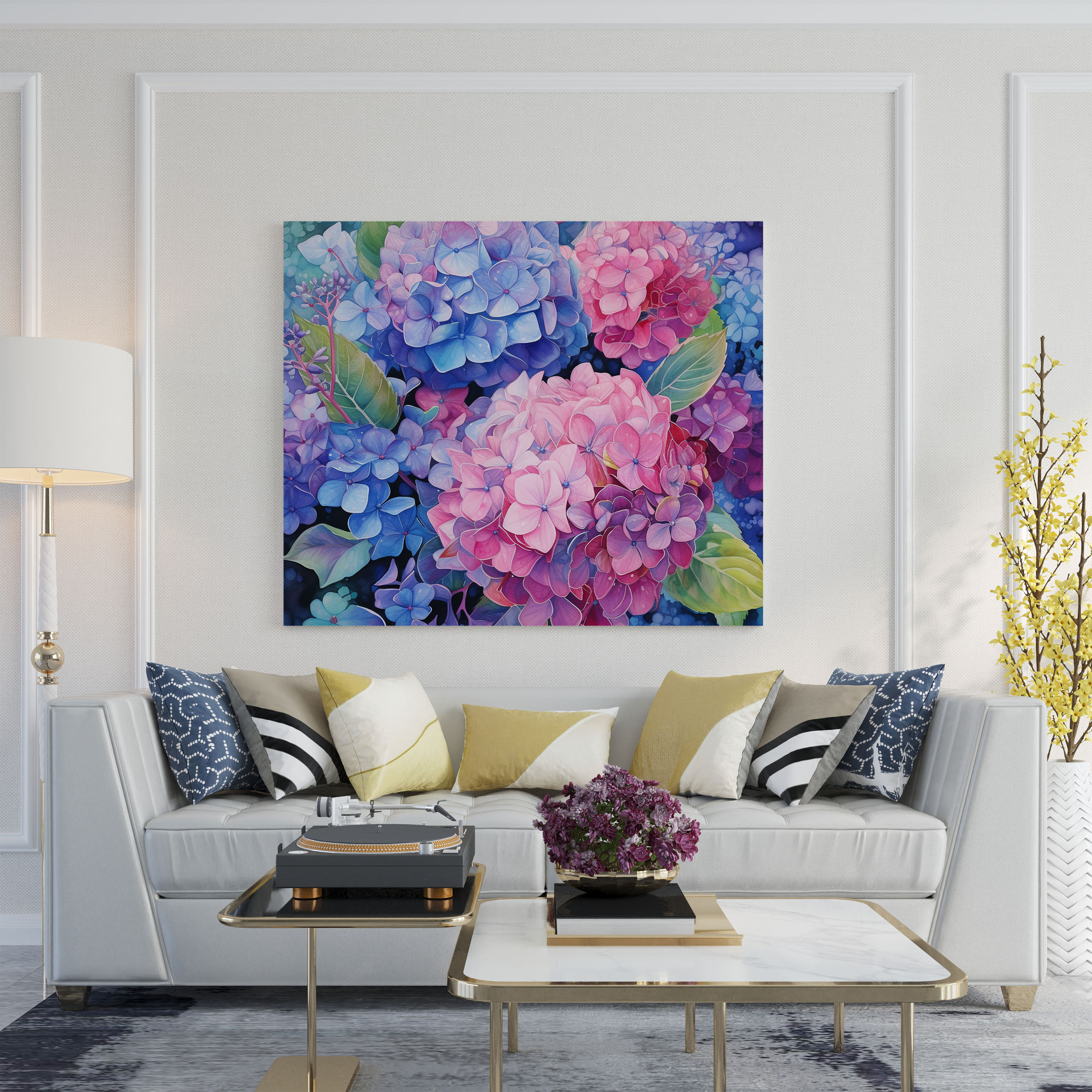 Hydrangea Watercolor Canvas Print - Hydrangea, Wall Decoration, Canvas, Home Decoration