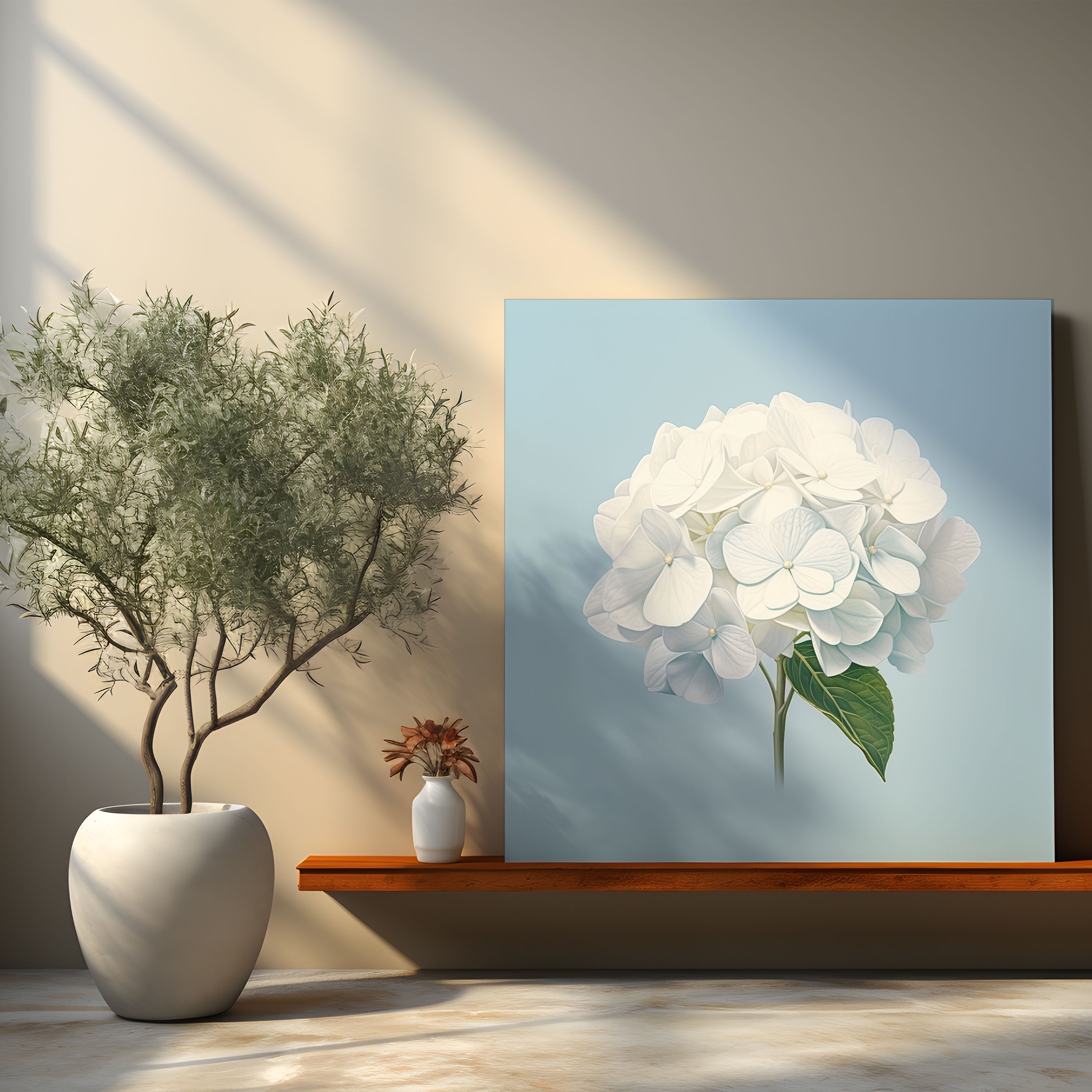 Hydrangea Minimalist Wall Art - Hydrangea, Canvas, Wall Art, Home Decoration