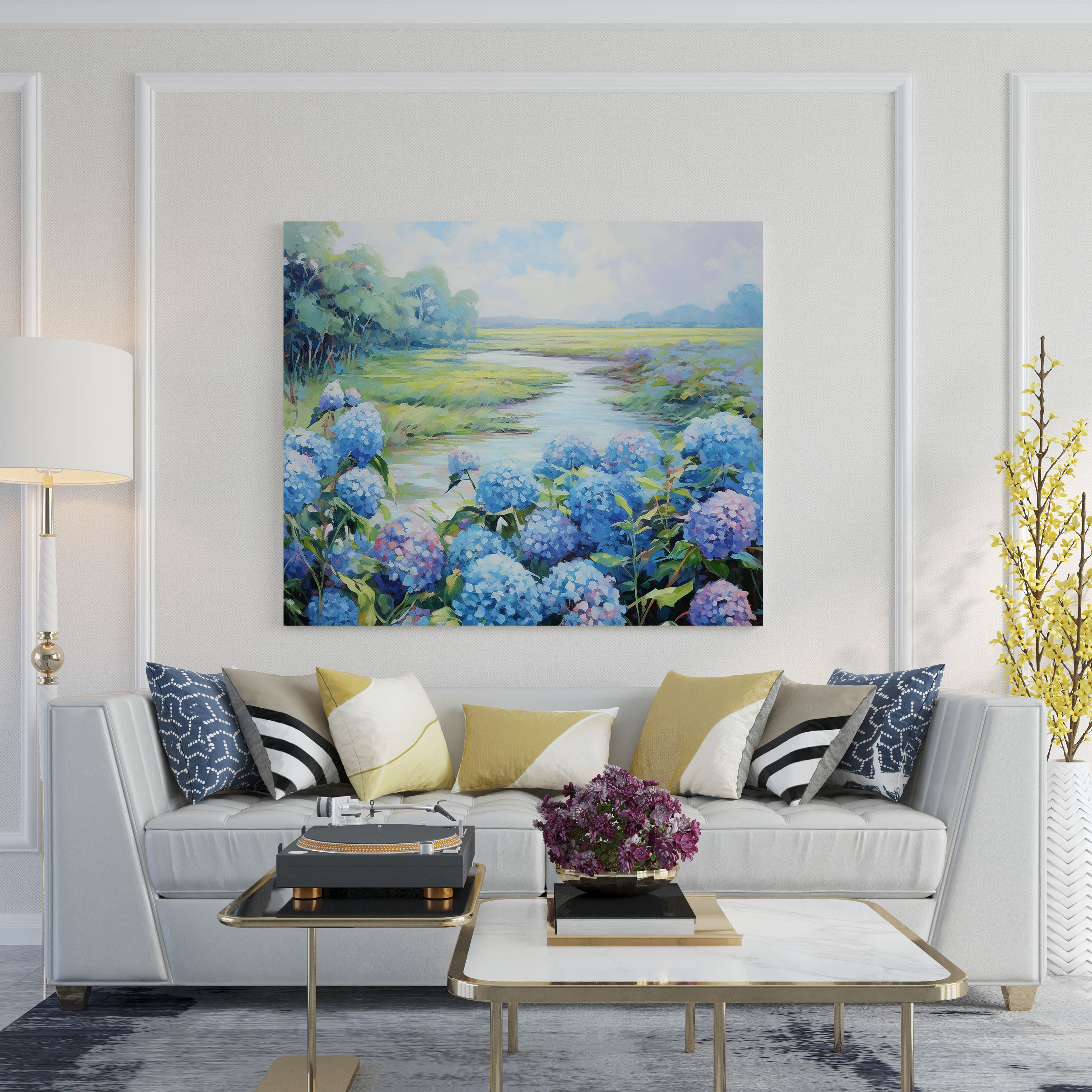 Hydrangea Landscape Canvas Print - Hydrangea, Canvas Wall Art, Hydrangea, Canvas