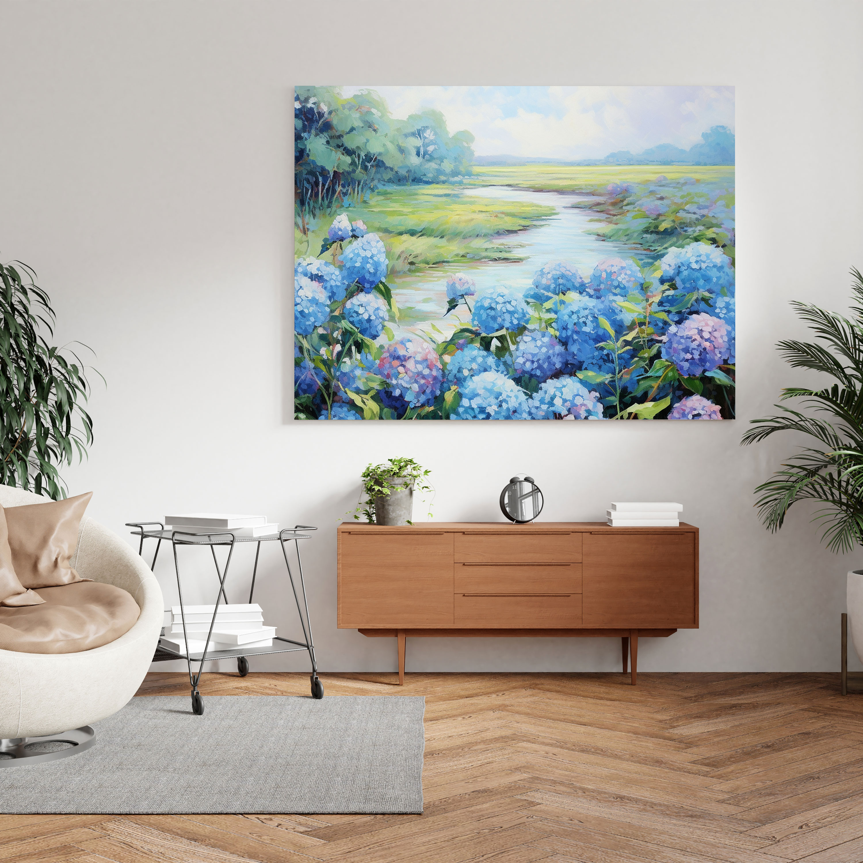 Hydrangea Landscape Canvas Print - Hydrangea, Canvas Wall Art, Hydrangea, Canvas