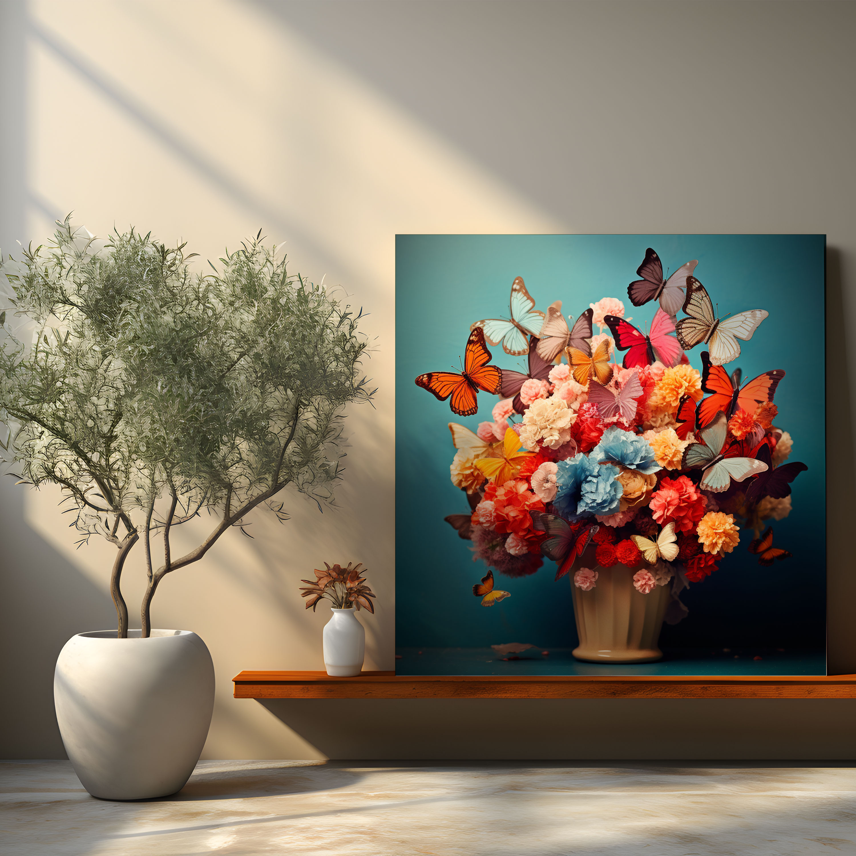 Hydrangea Butterfly Canvas Print - Hydrangea, Home Decoration, Canvas Wall Art, Mixed Media