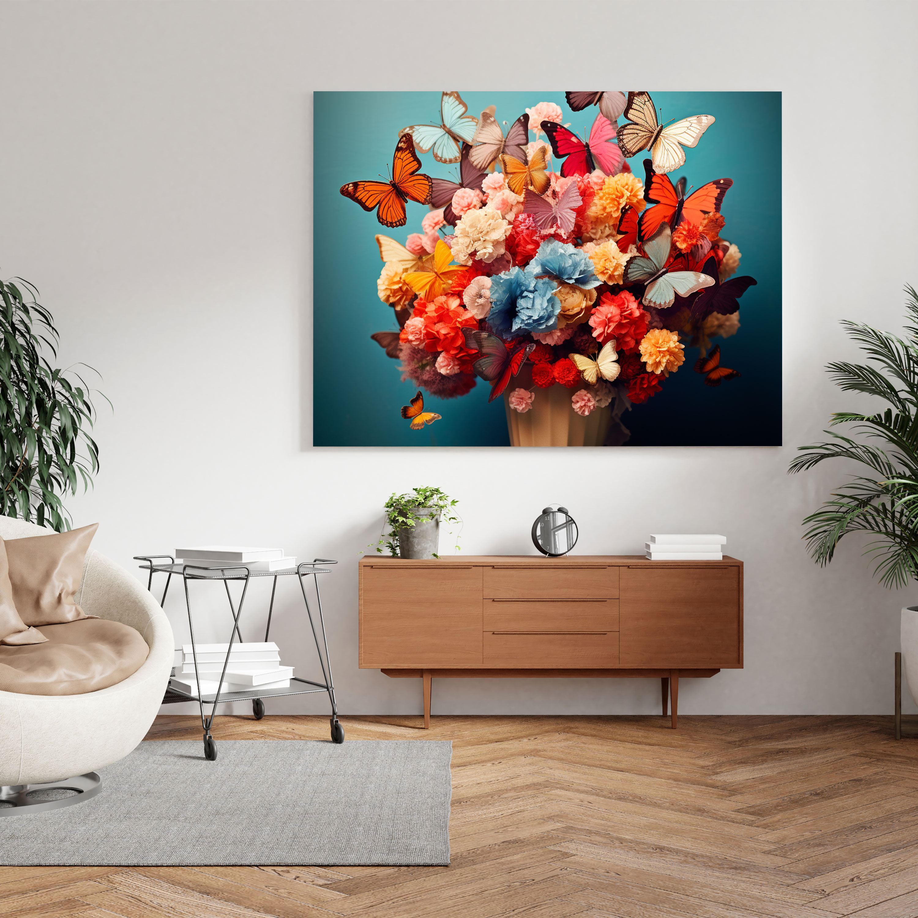 Hydrangea Butterfly Canvas Print - Hydrangea, Home Decoration, Canvas Wall Art, Mixed Media
