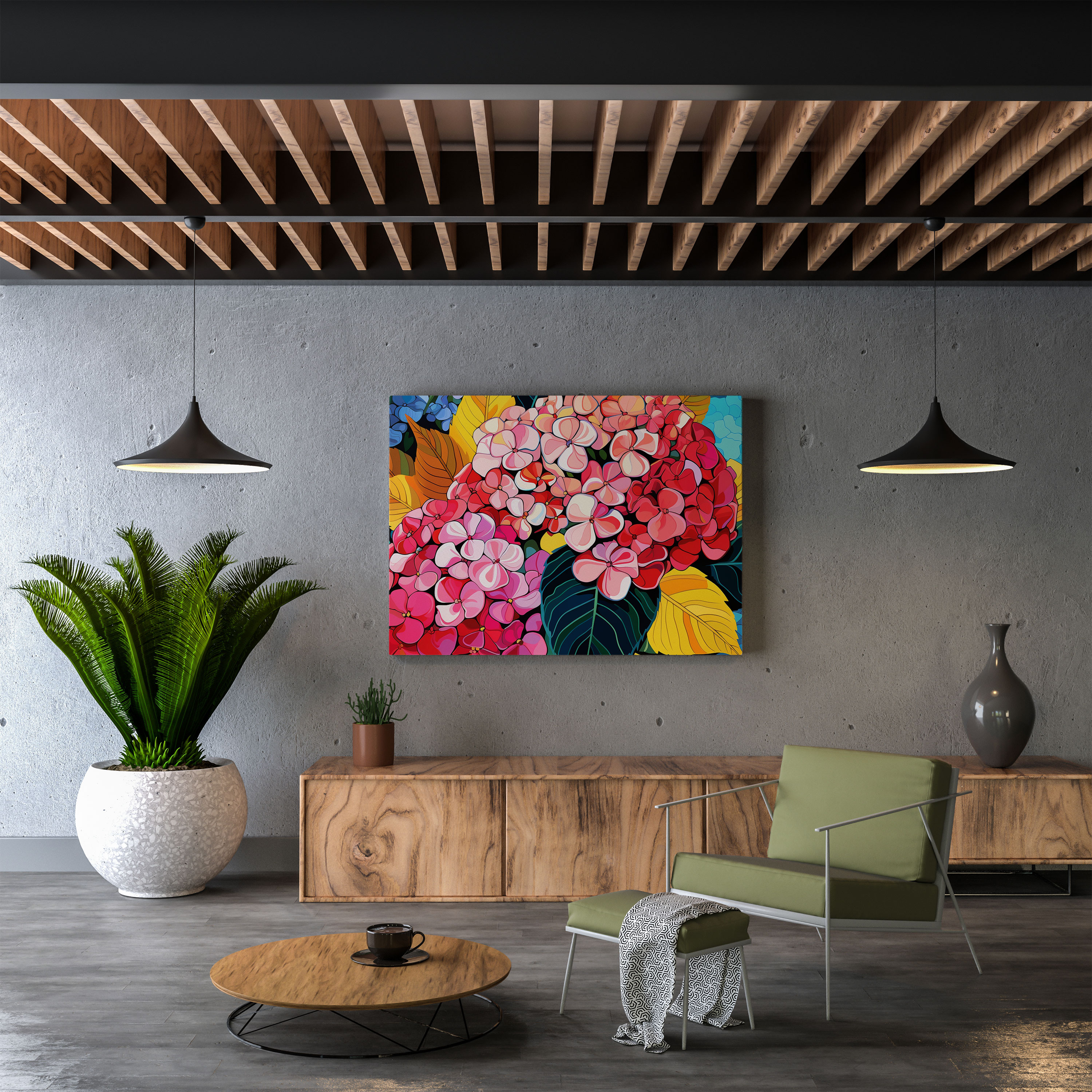 Hydrangea Pop Art Canvas Print - Hydrangea, Home Decoration, Canvas, Canvas Wall Art