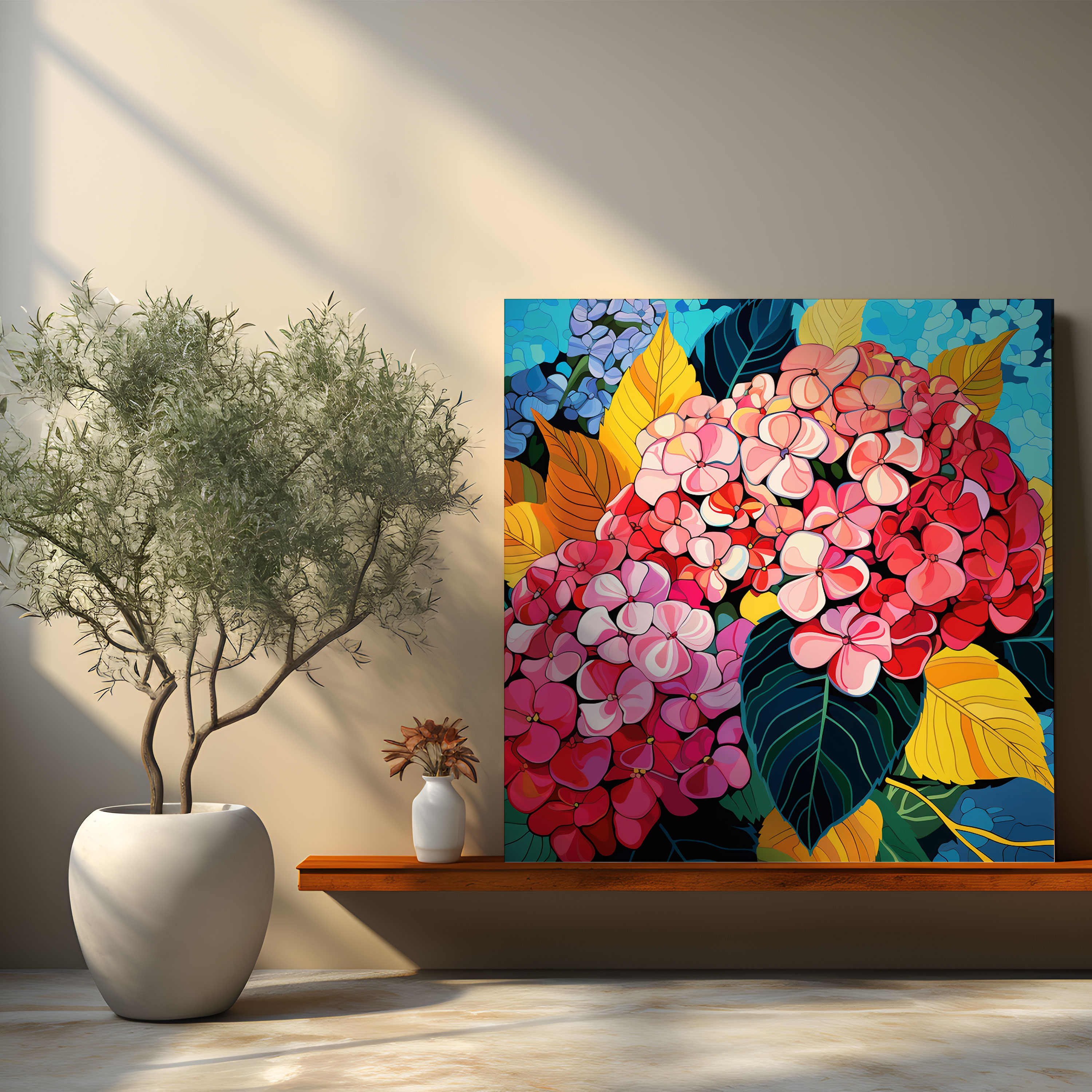 Hydrangea Pop Art Canvas Print - Hydrangea, Home Decoration, Canvas, Canvas Wall Art