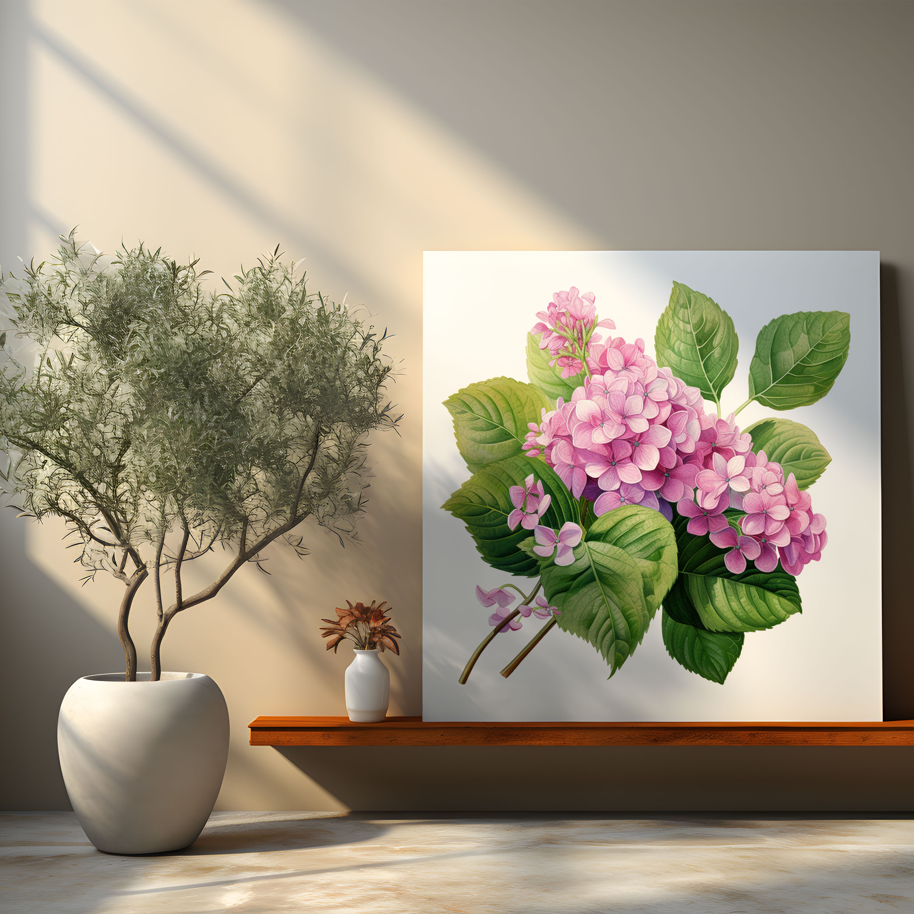 Hydrangea Botanical Canvas Print - Hydrangea, Hydrangea, Pink And Purple Flowers, Botanical Illustration