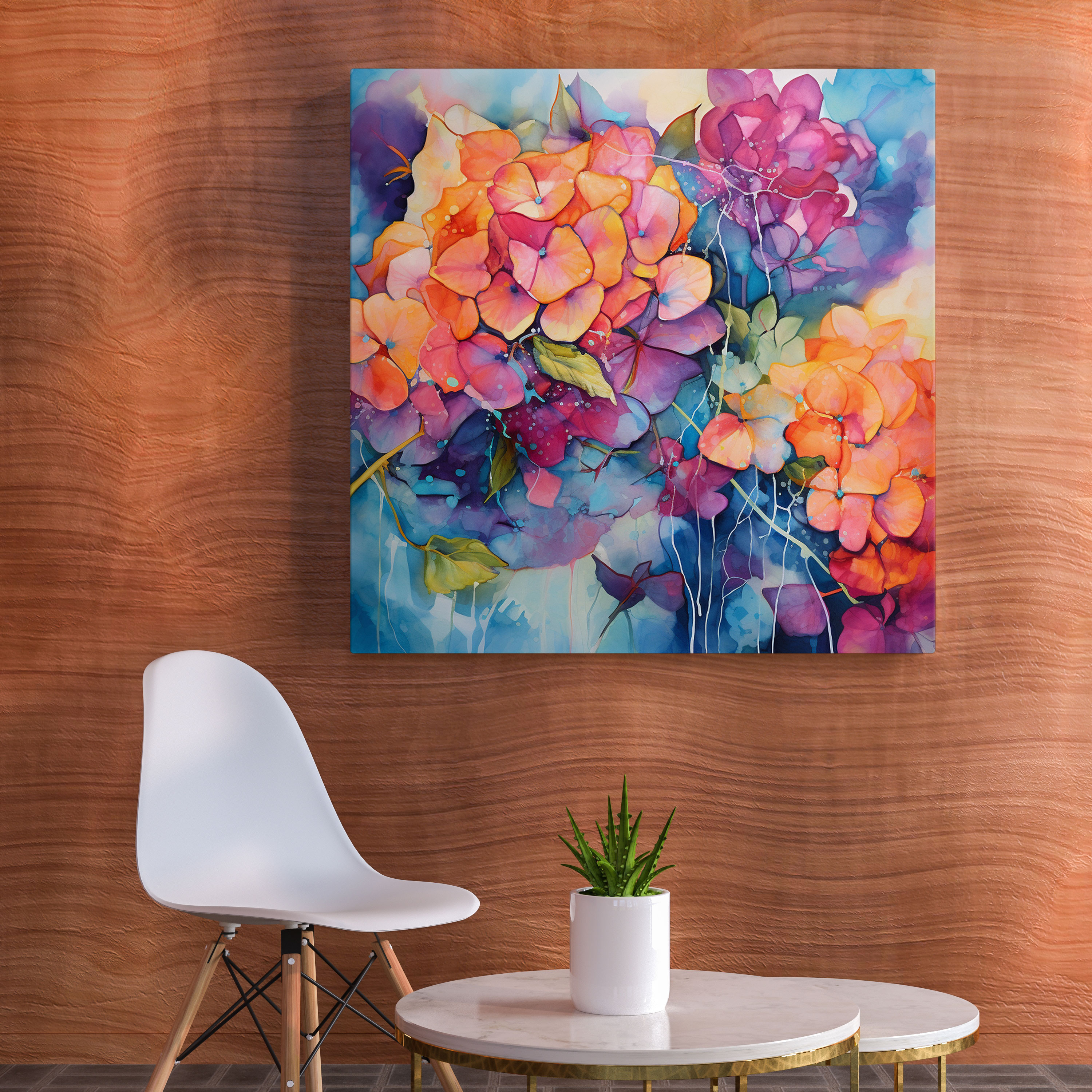 Hydrangea Abstract Wall Decoration - Hydrangea, Abstract Art, Canvas Print, Mixed Media