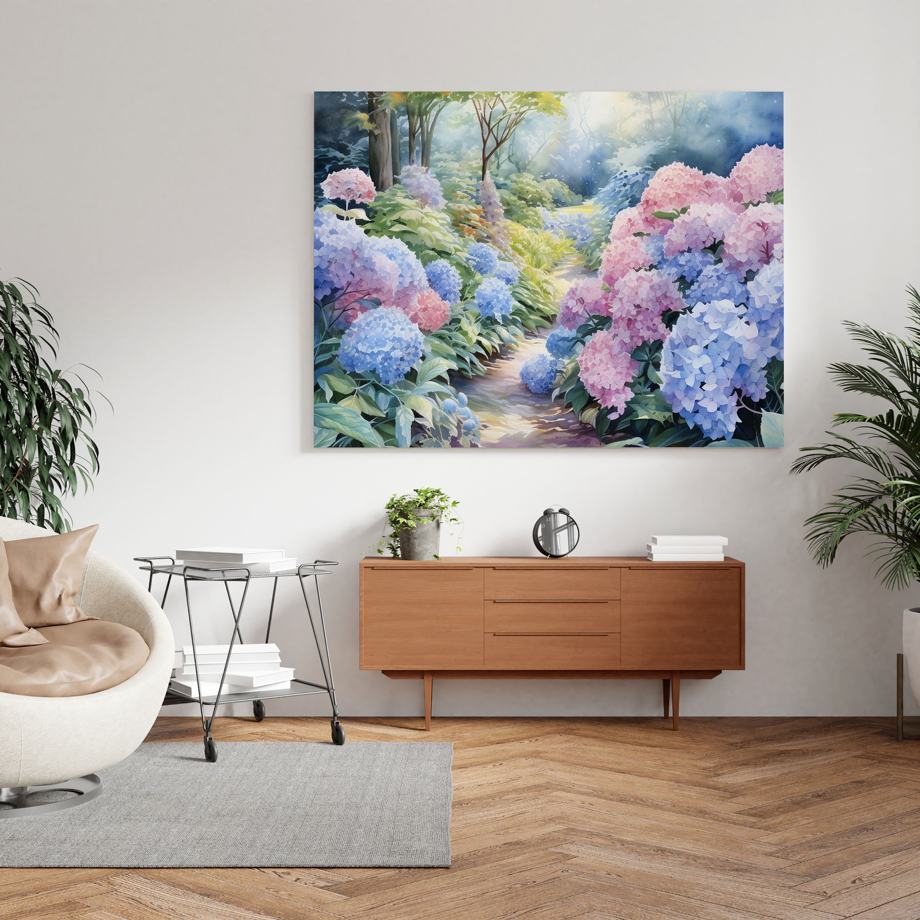 Tranquil Hydrangea Canvas Print - Hydrangea, Watercolor, Hydrangea, Wall Art