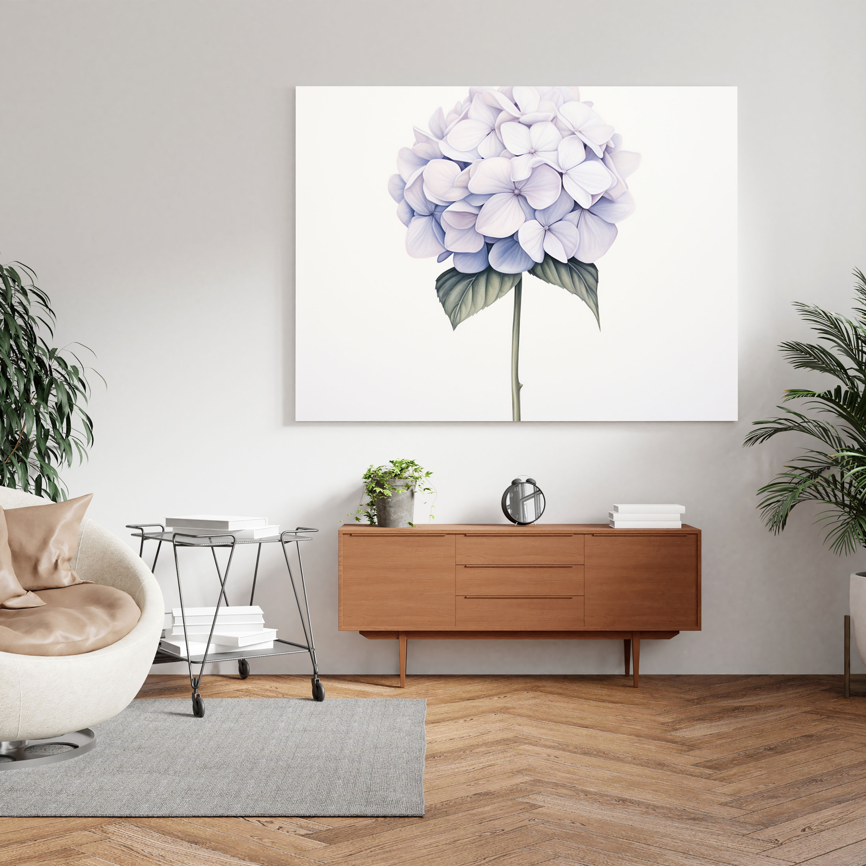 Hydrangea Minimalist Canvas Print - Hydrangea, Canvas Wall Art, Home Decoration, Wall Decoration