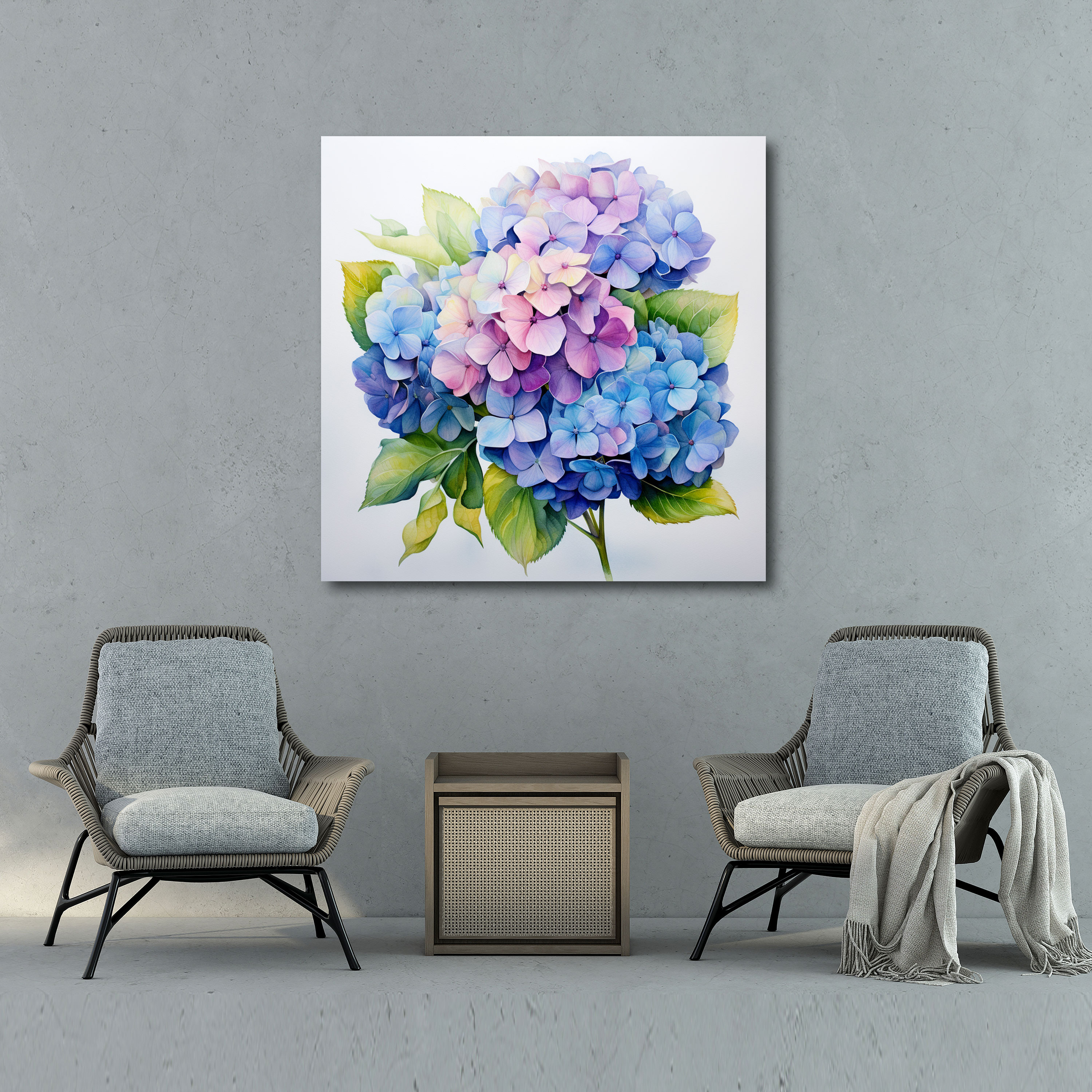Hydrangea Watercolor Canvas Print - Hydrangea, Hydrangea, Canvas Print, Pink