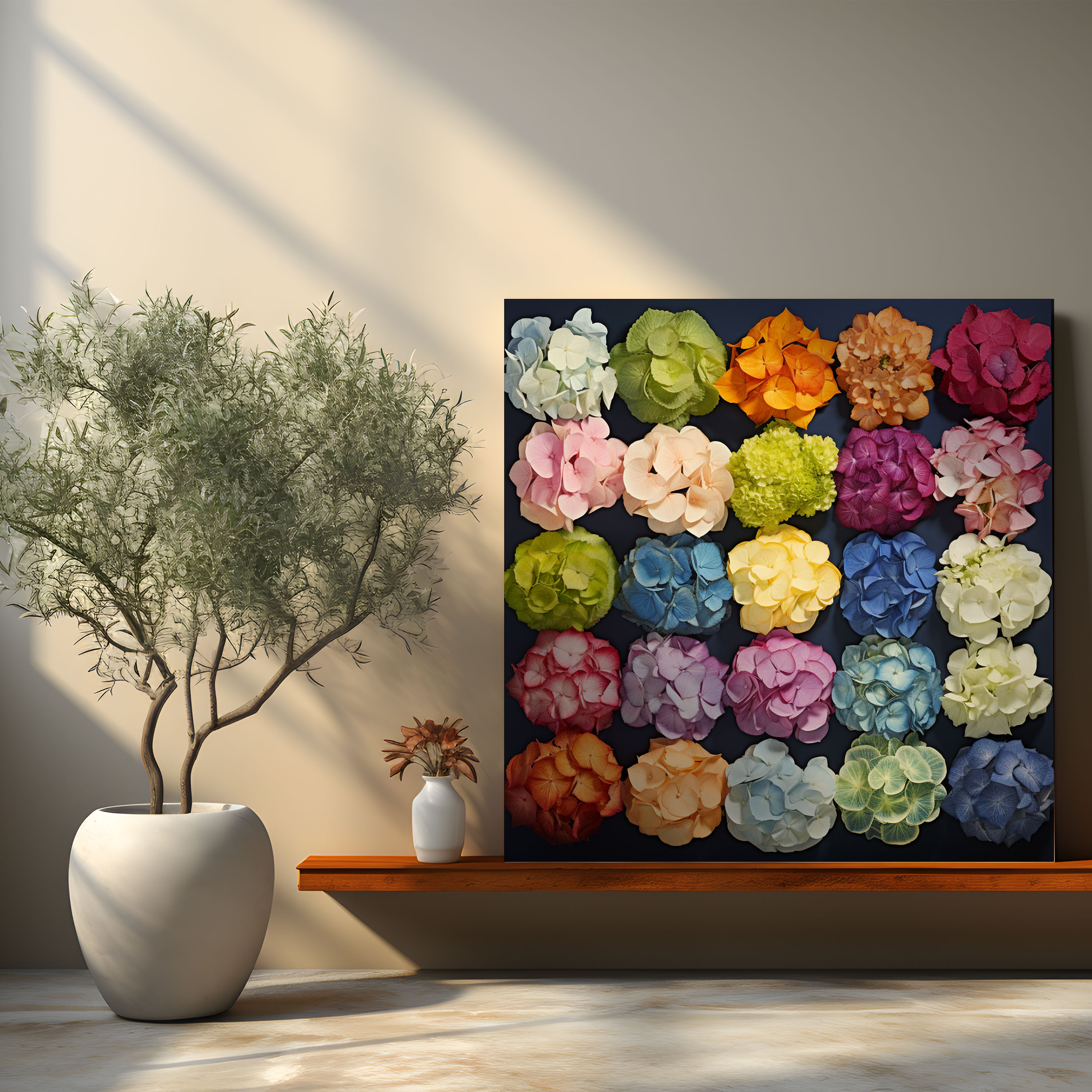 Modern Hydrangea Collage Wall Art - Hydrangea, Hydrangea, Canvas Print, Contemporary Design