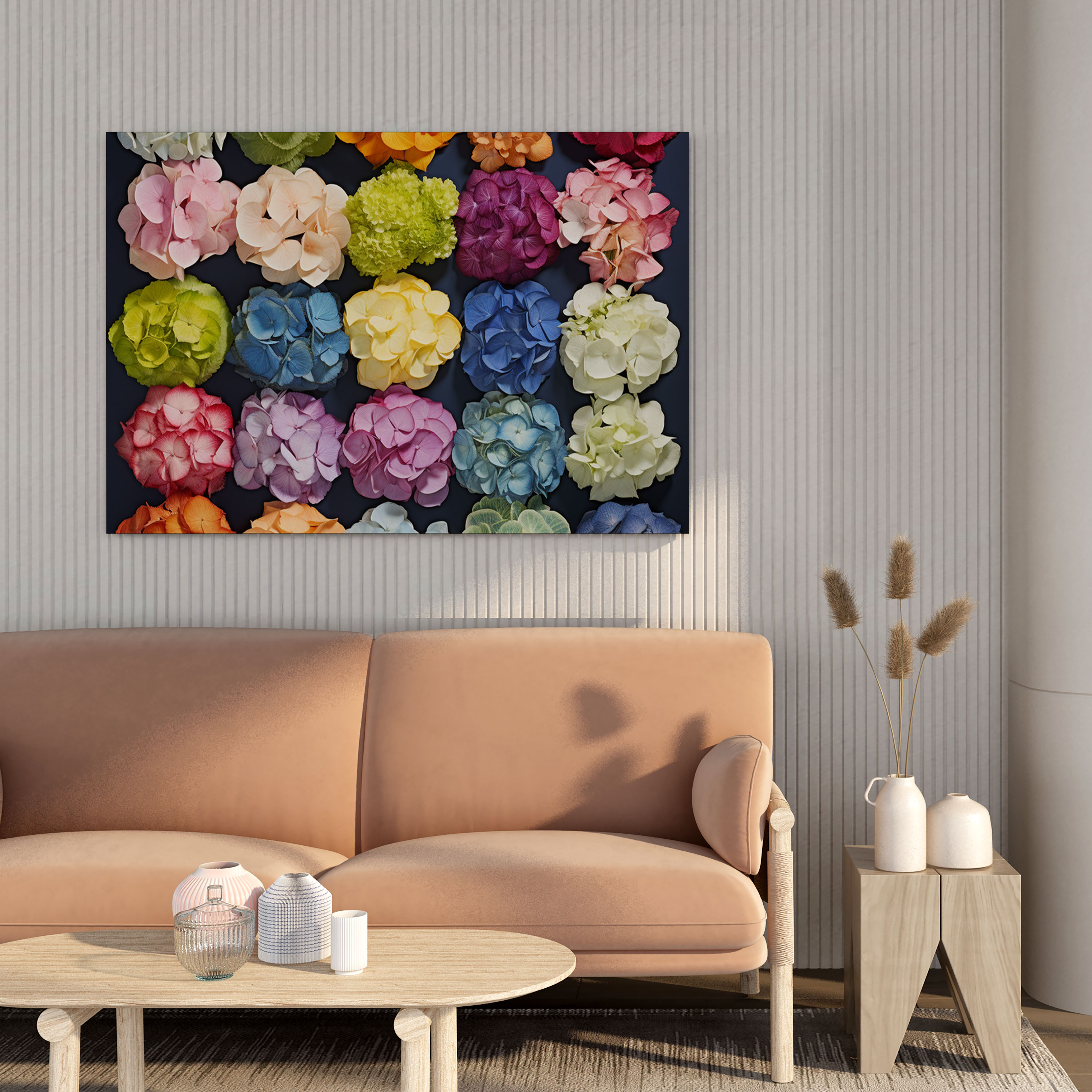 Modern Hydrangea Collage Wall Art - Hydrangea, Hydrangea, Canvas Print, Contemporary Design
