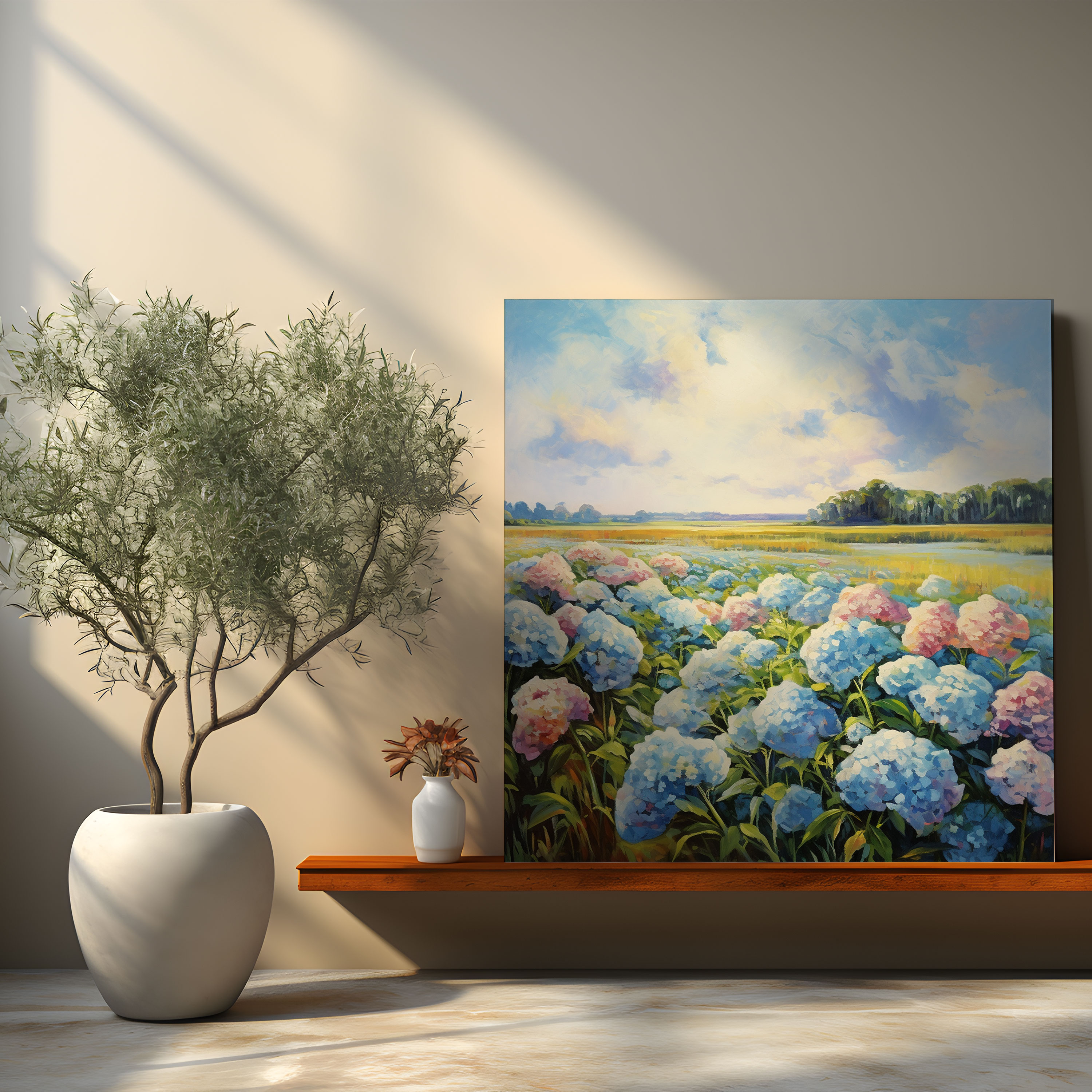 Hydrangea Impressionist Canvas Print - Hydrangea, Vibrant Colors, Canvas, Landscape