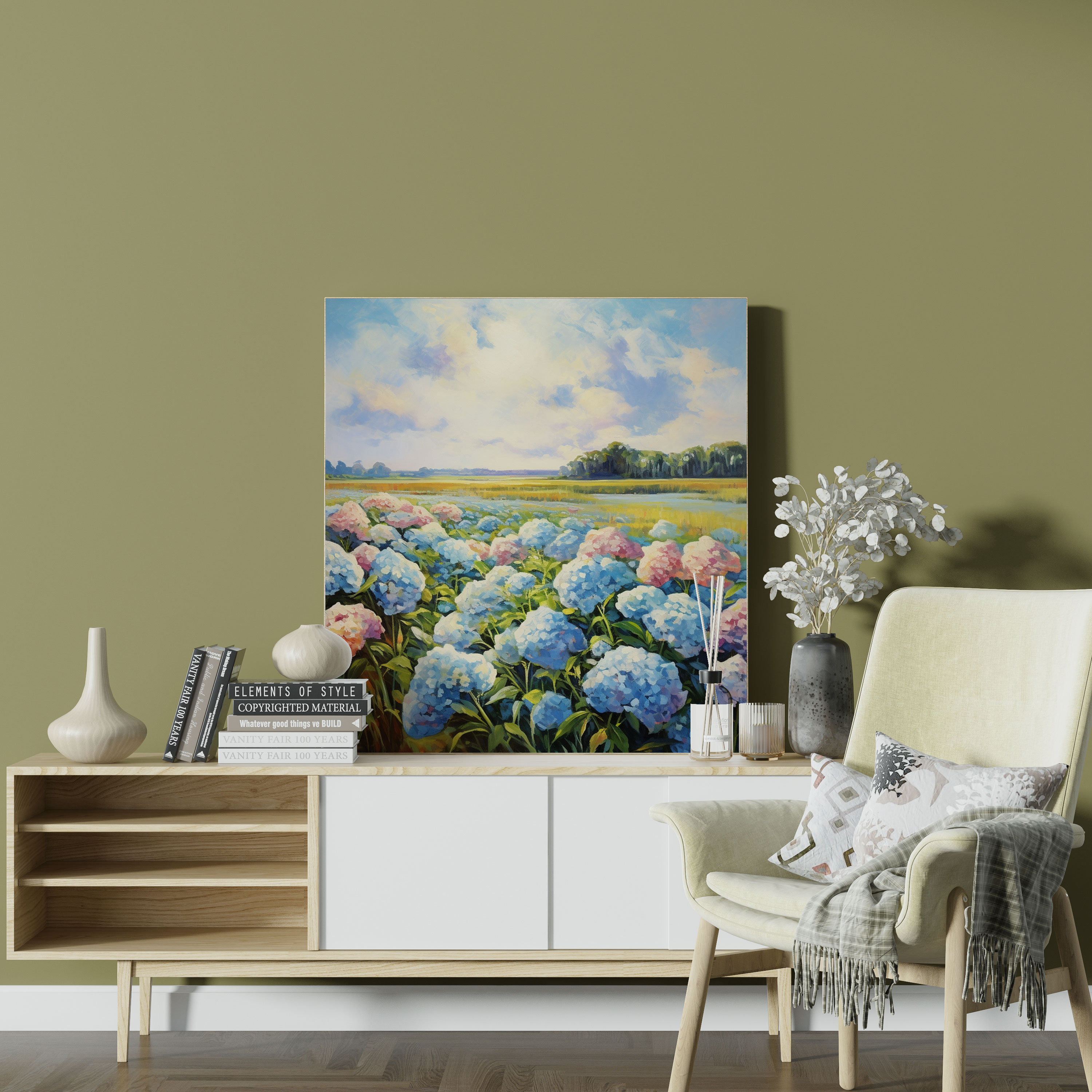 Hydrangea Impressionist Canvas Print - Hydrangea, Vibrant Colors, Canvas, Landscape