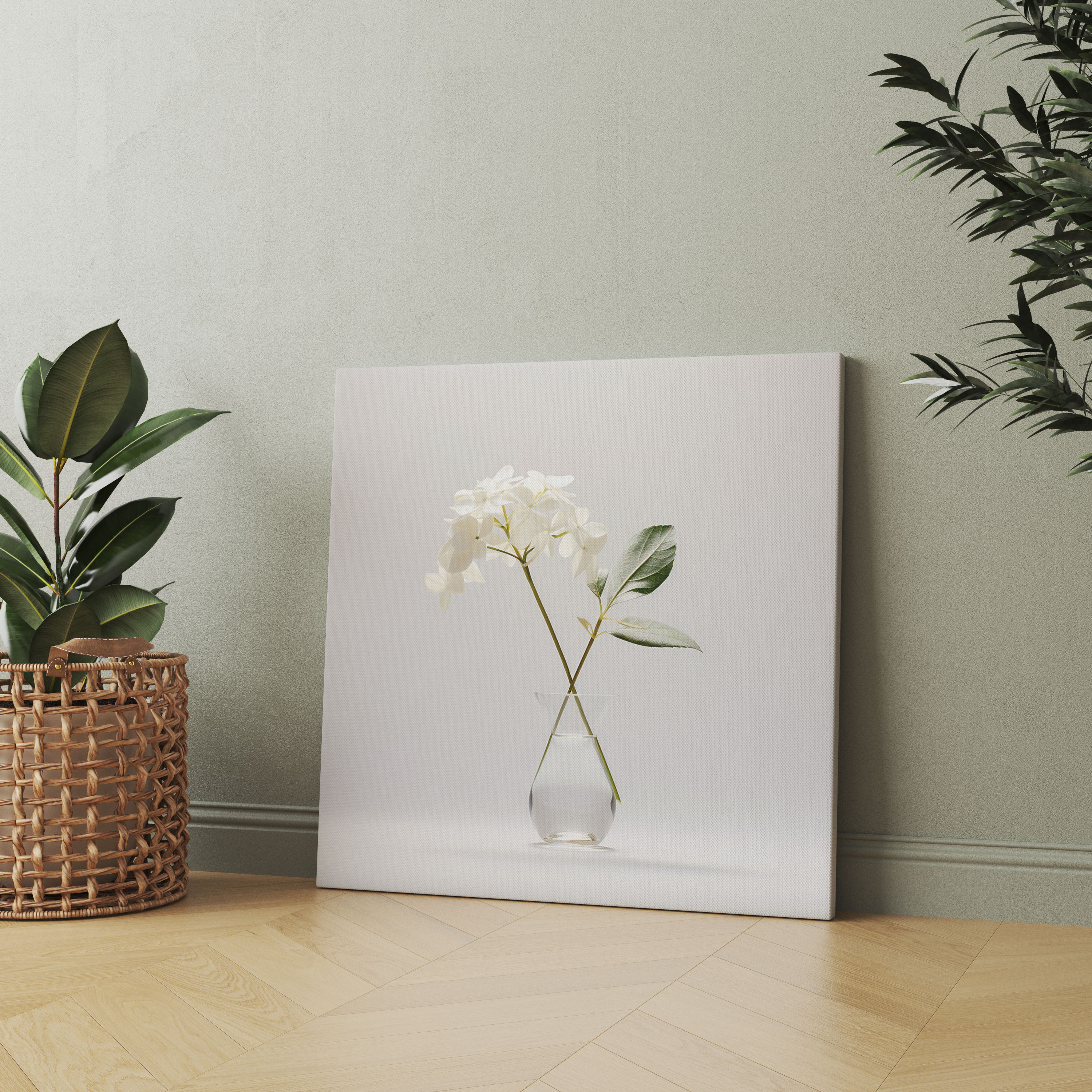 Minimalist Hydrangea Wall Art - Hydrangea, Simplicity, Canvas Print, Home Decoration