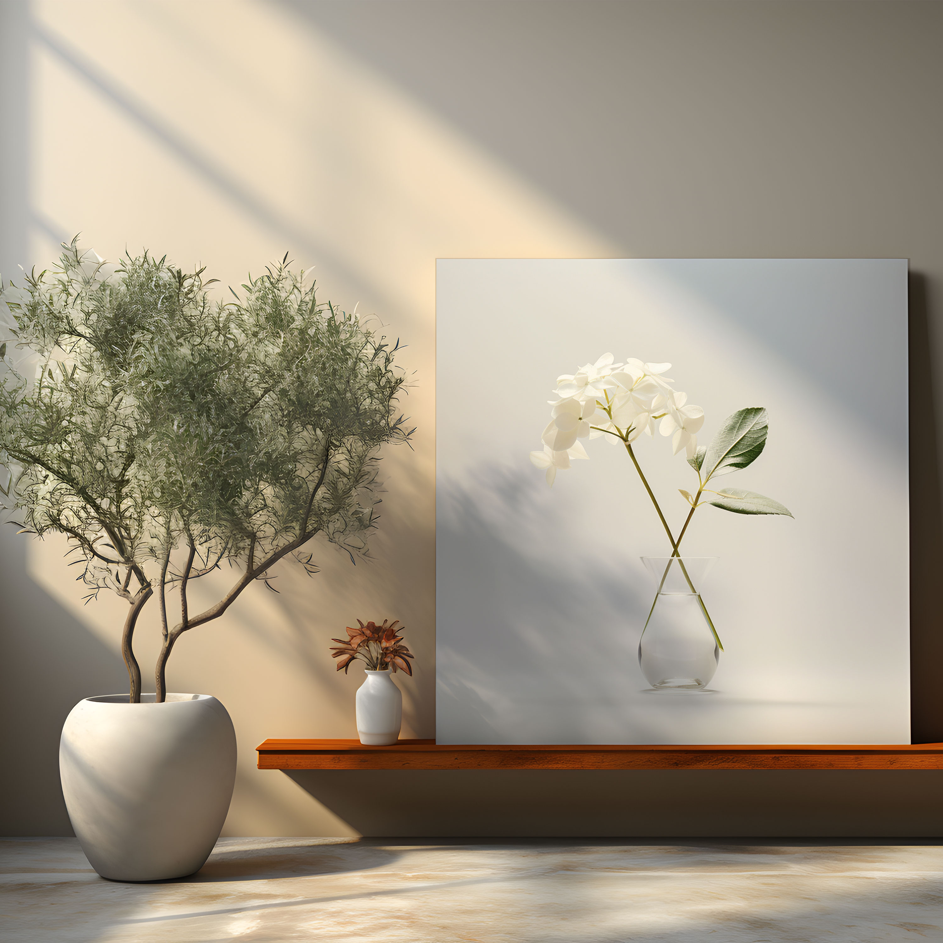 Minimalist Hydrangea Wall Art - Hydrangea, Simplicity, Canvas Print, Home Decoration