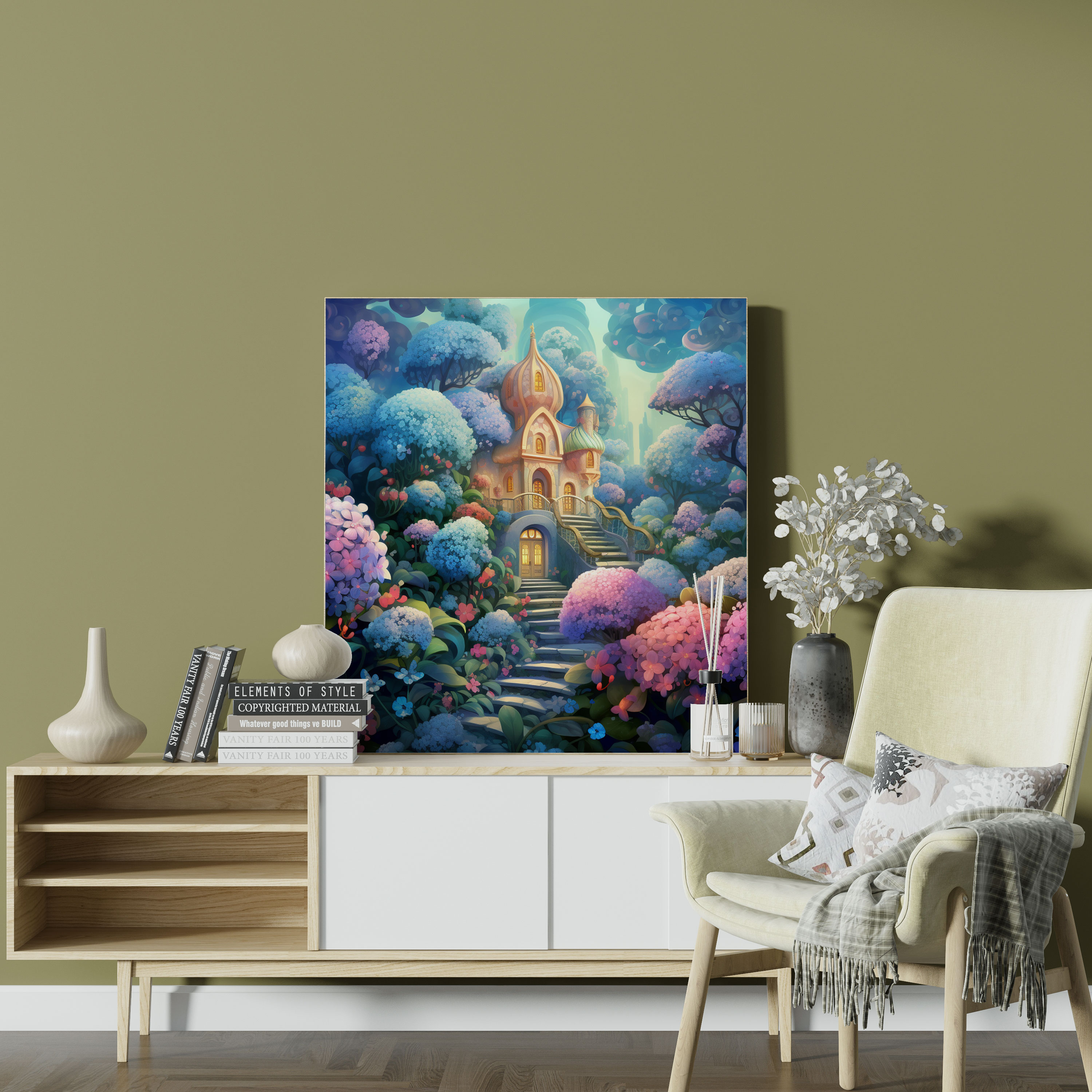 Whimsical Hydrangea Canvas Print - Hydrangea, Home Decoration, Wall Art, Magical Shapes