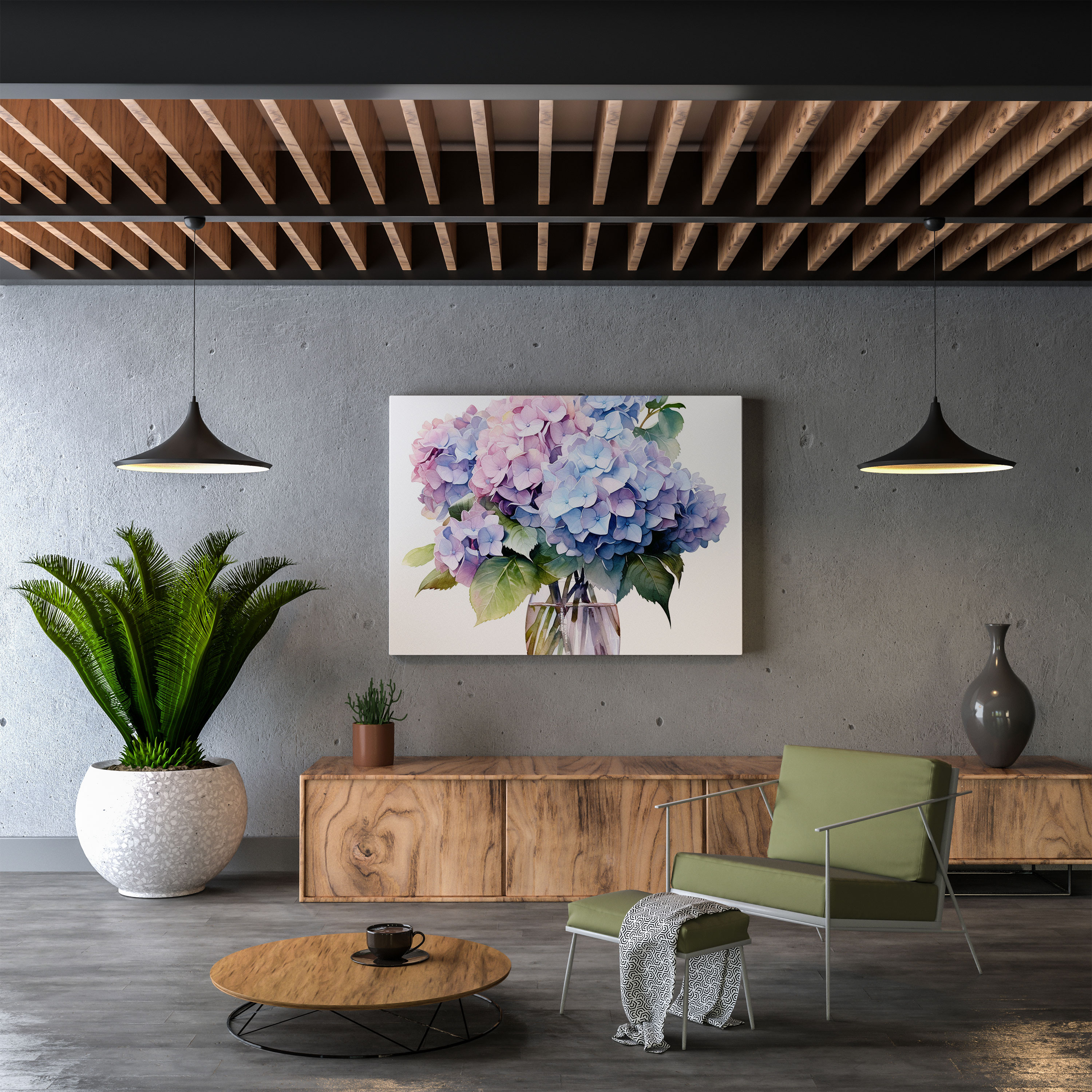 Hydrangea Watercolor Canvas Print - Hydrangea, Home Decoration, Wall Decoration, Canvas Print