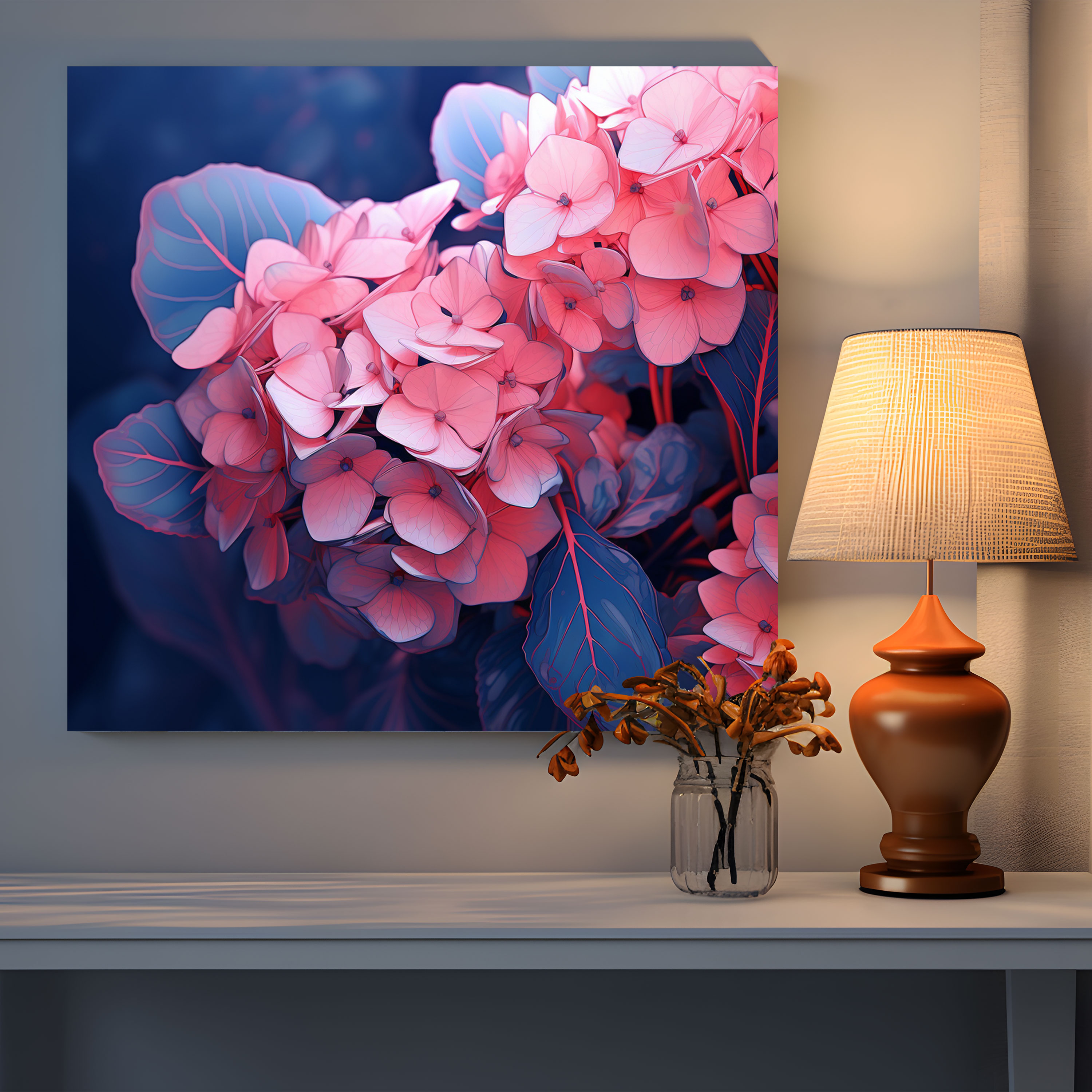Hydrangea Digital Illustration Wall Art - Hydrangea, Contemporary, Wall Decoration, Canvas Print