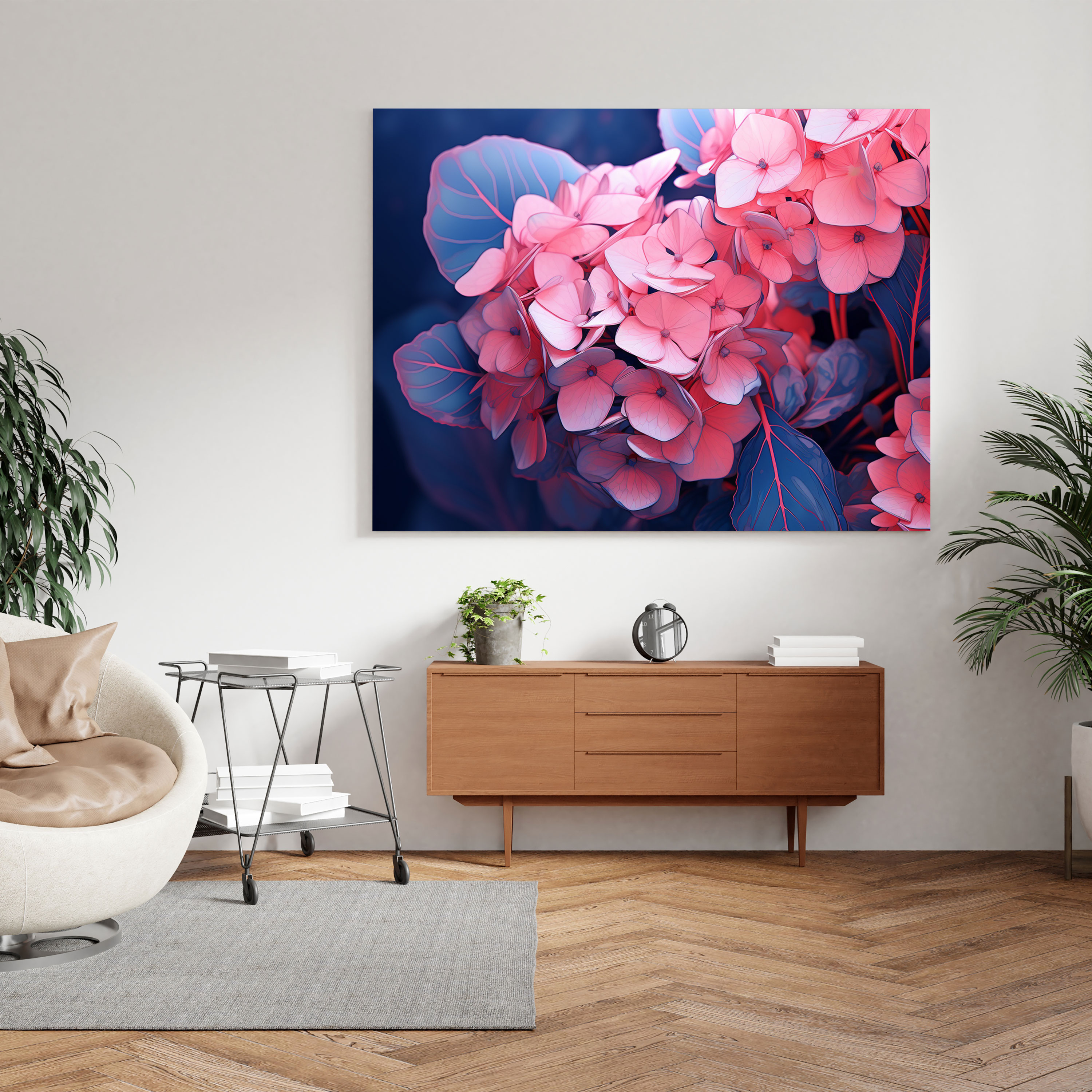 Hydrangea Digital Illustration Wall Art - Hydrangea, Contemporary, Wall Decoration, Canvas Print