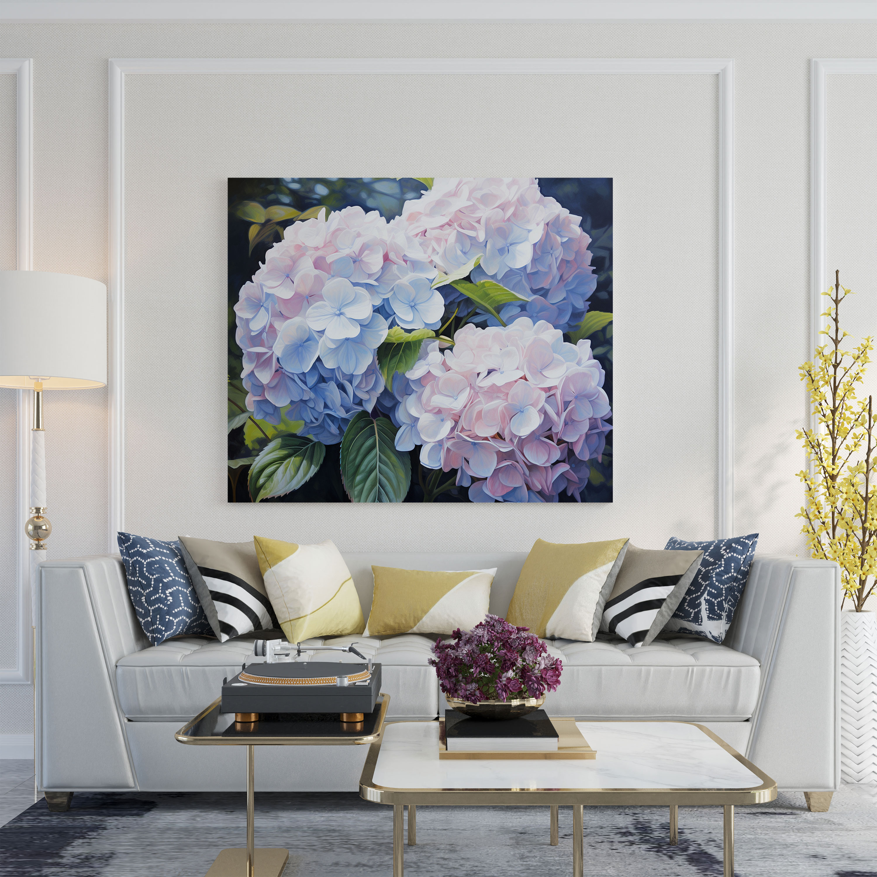 Hydrangea Realistic Oil Painting Wall Art - Hydrangea, Wall Art, Wall Decoration, Canvas Wall Art