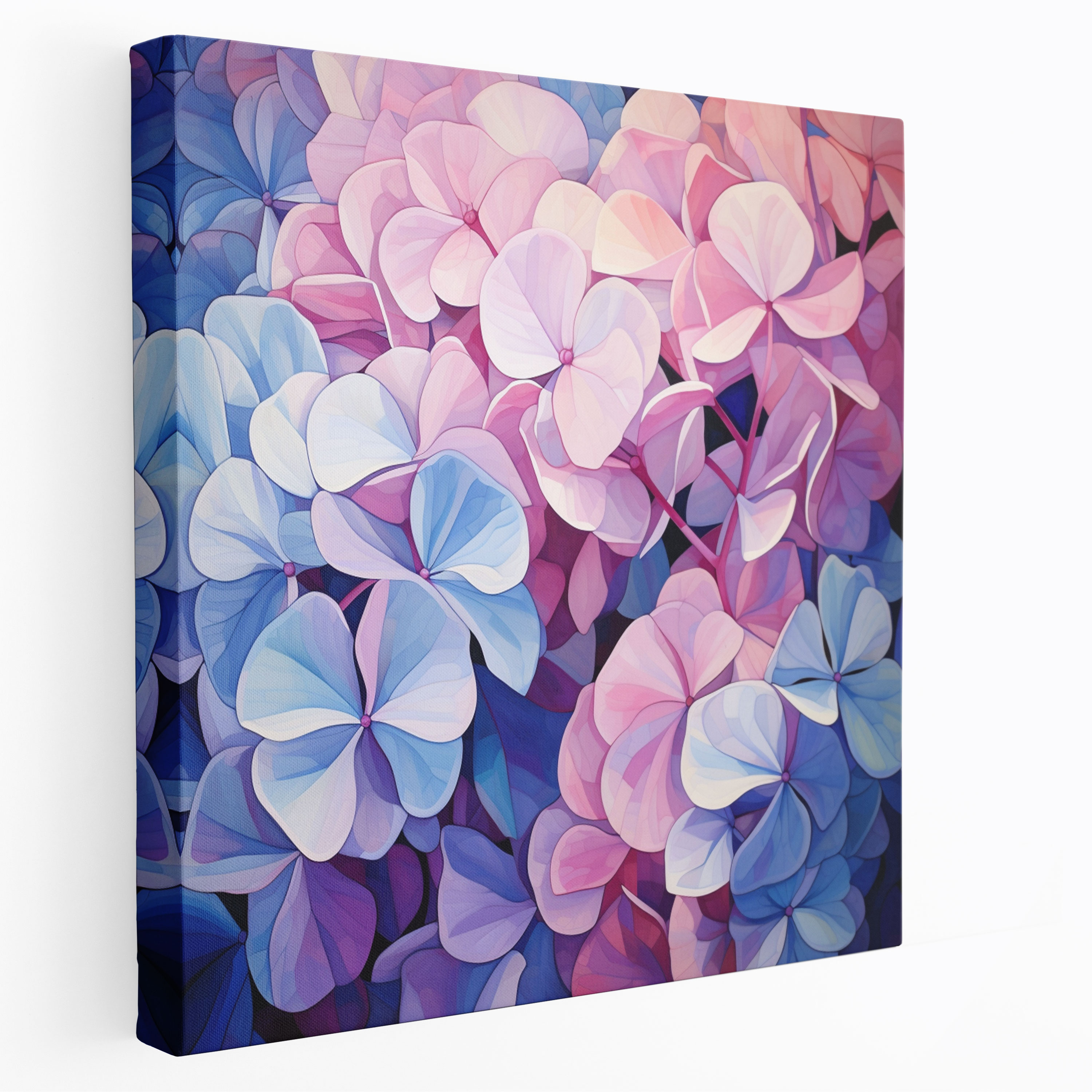 Hydrangea Geometric Art Canvas Print - Hydrangea, Elegance, Wall Decoration, Canvas Wall Art