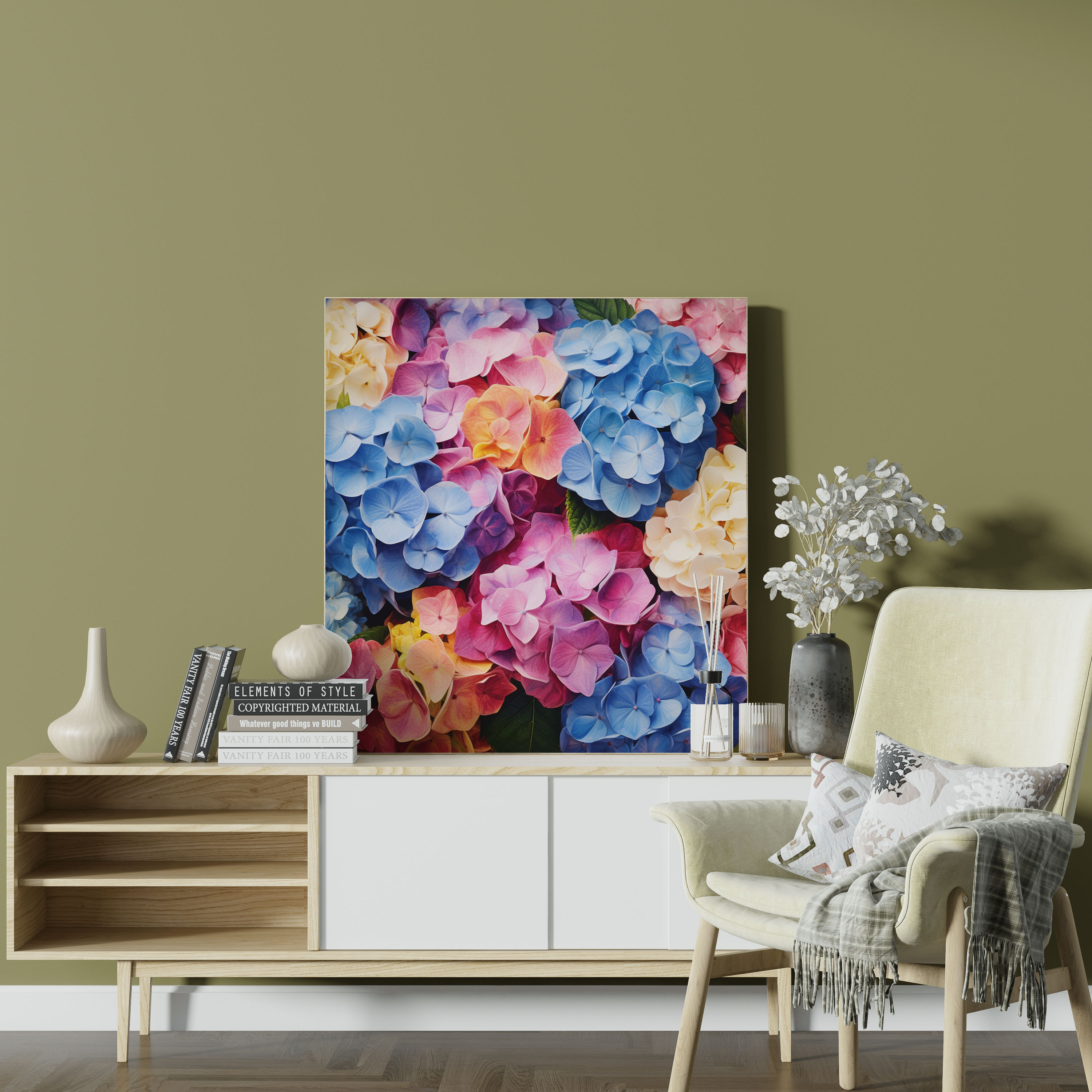 Hydrangea Collage Art Canvas Print - Hydrangea, Wall Decoration, Vibrant Collection, Wall Art
