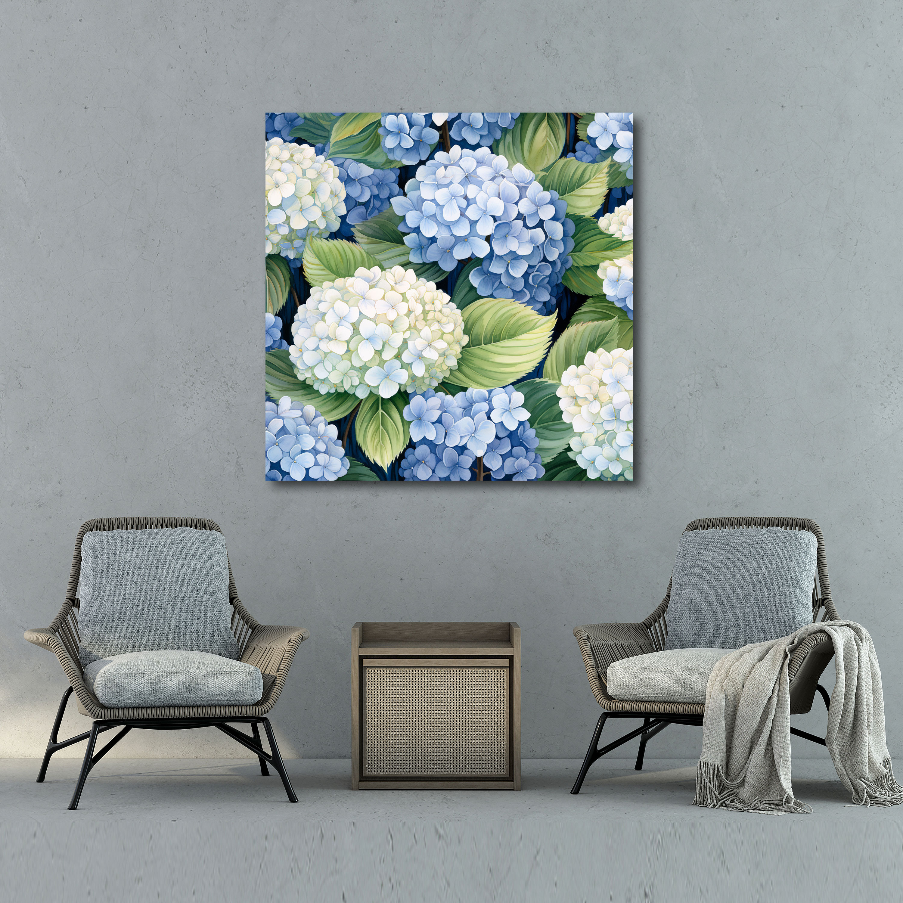 Hydrangea Botanical Illustration Wall Art - Hydrangea, Wall Art, Botanical Illustration, Canvas Wall Art