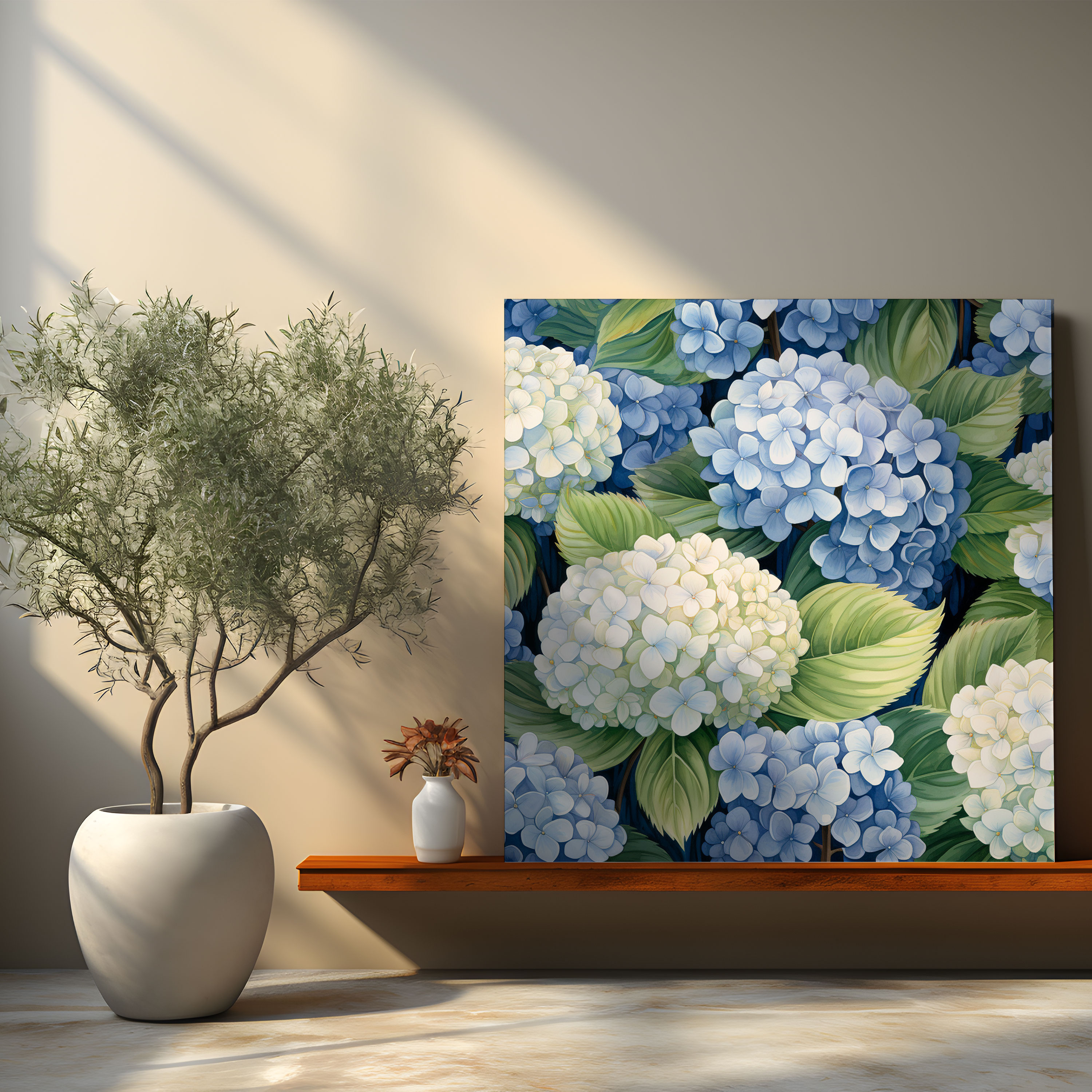 Hydrangea Botanical Illustration Wall Art - Hydrangea, Wall Art, Botanical Illustration, Canvas Wall Art